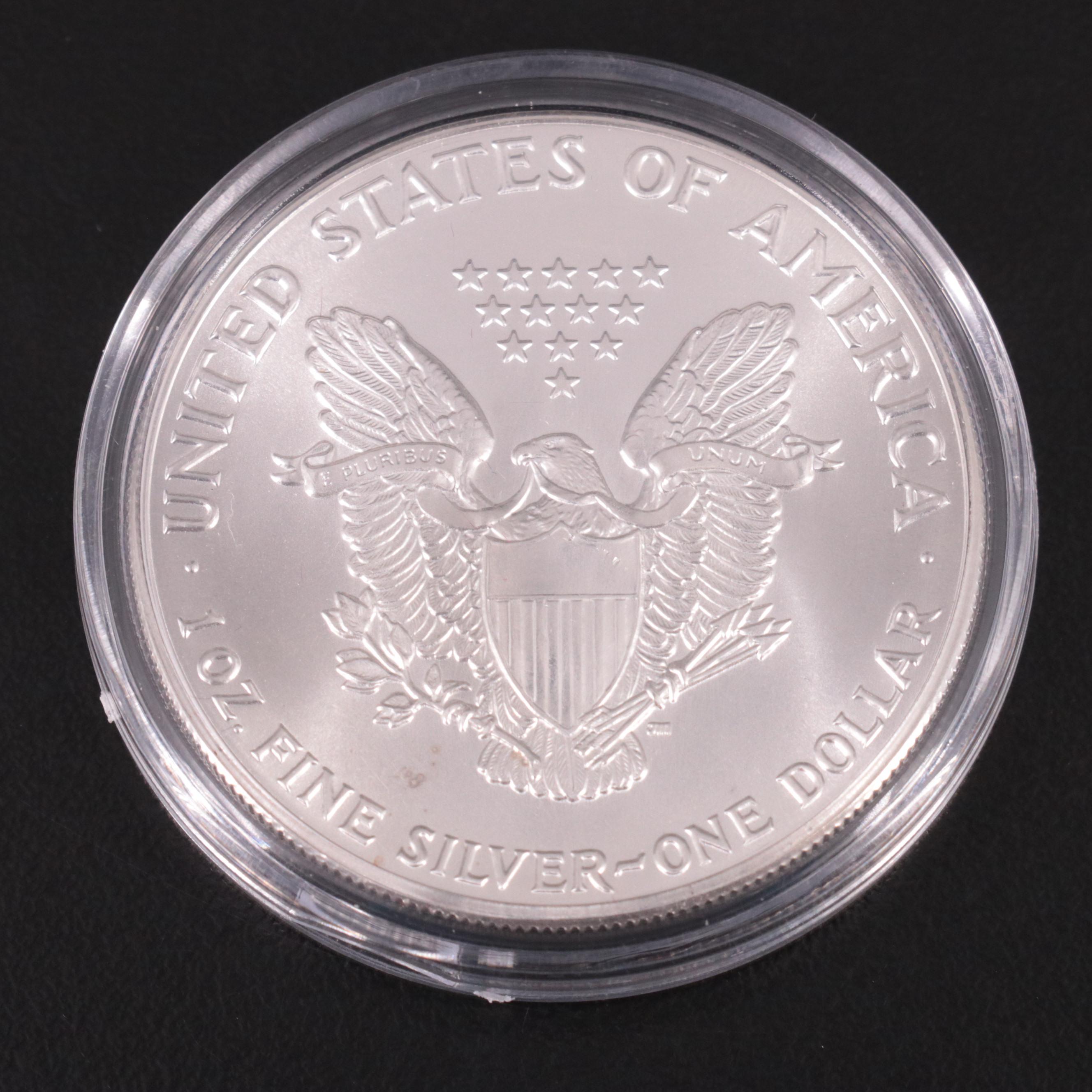 Five American Silver Eagle Bullion Coins Including 1986