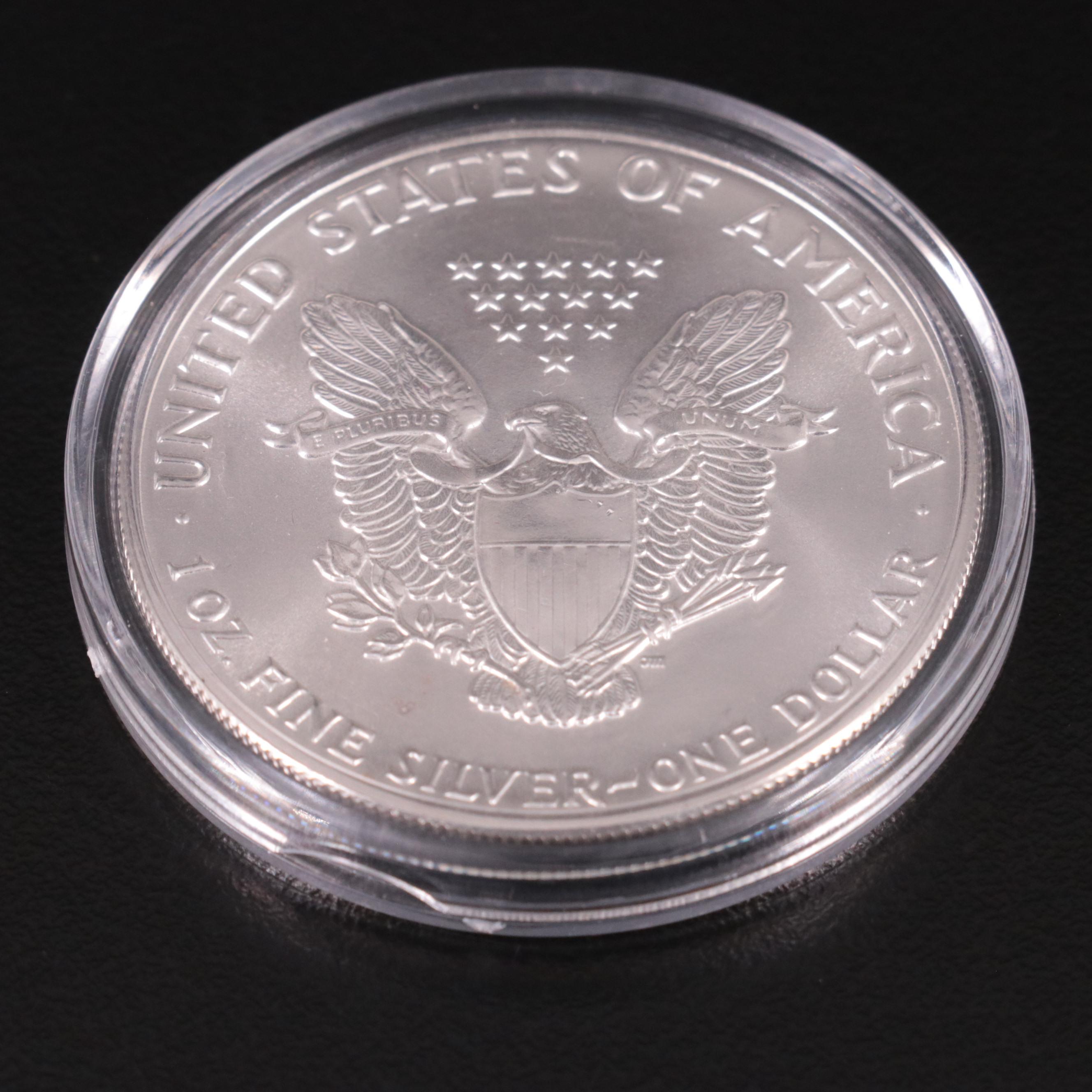 Five American Silver Eagle Bullion Coins Including 1986