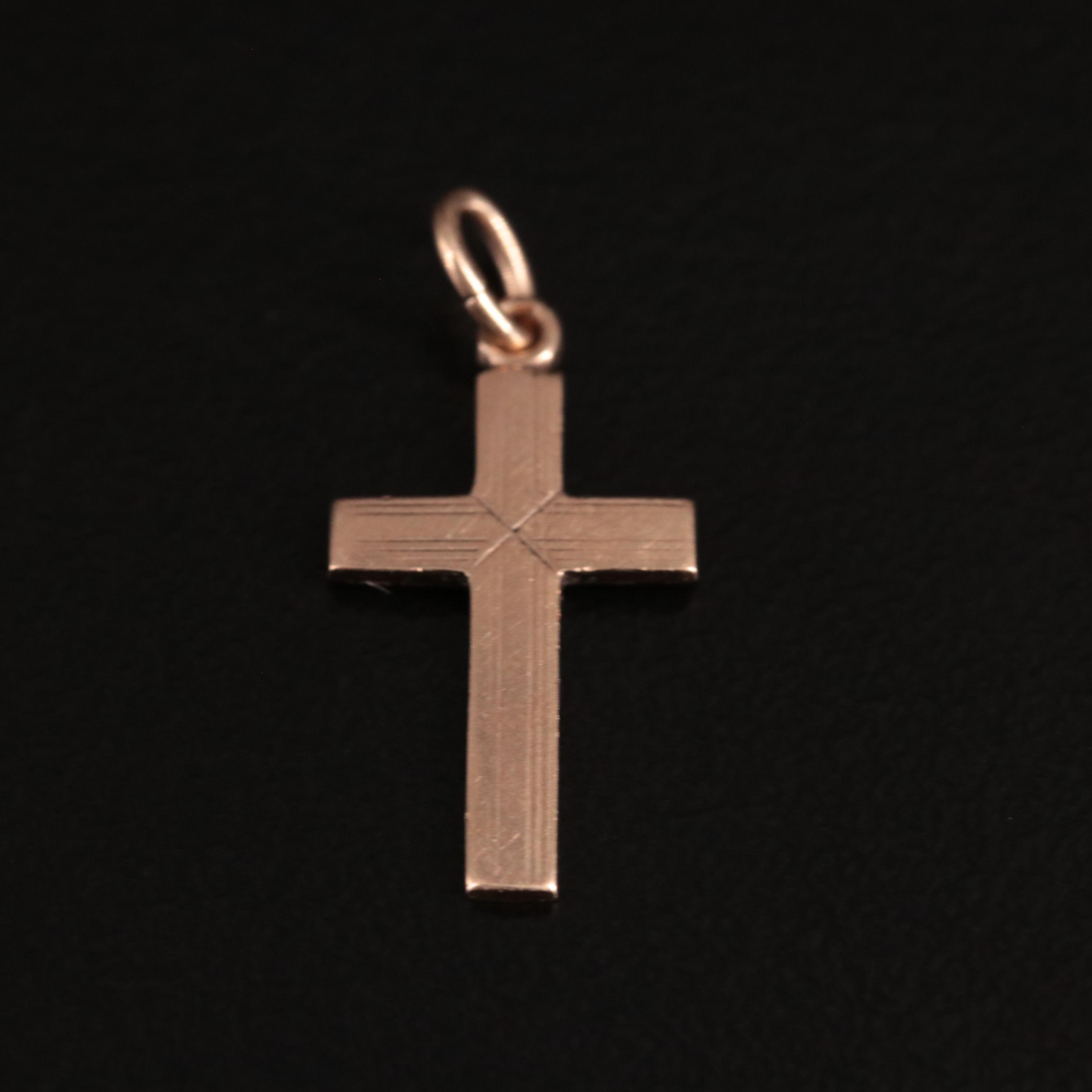 14K Flat Cross Pendant