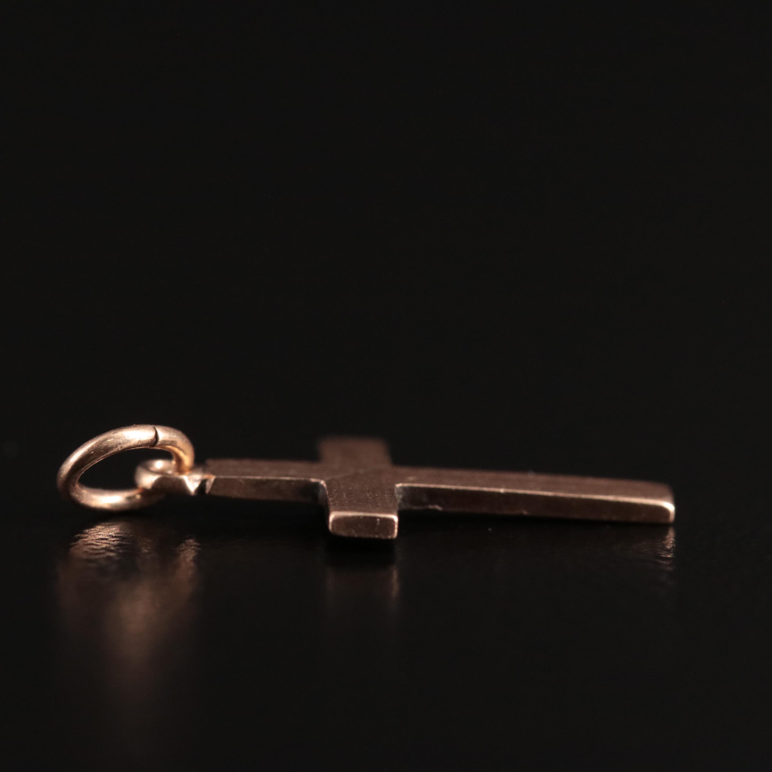 14K Flat Cross Pendant