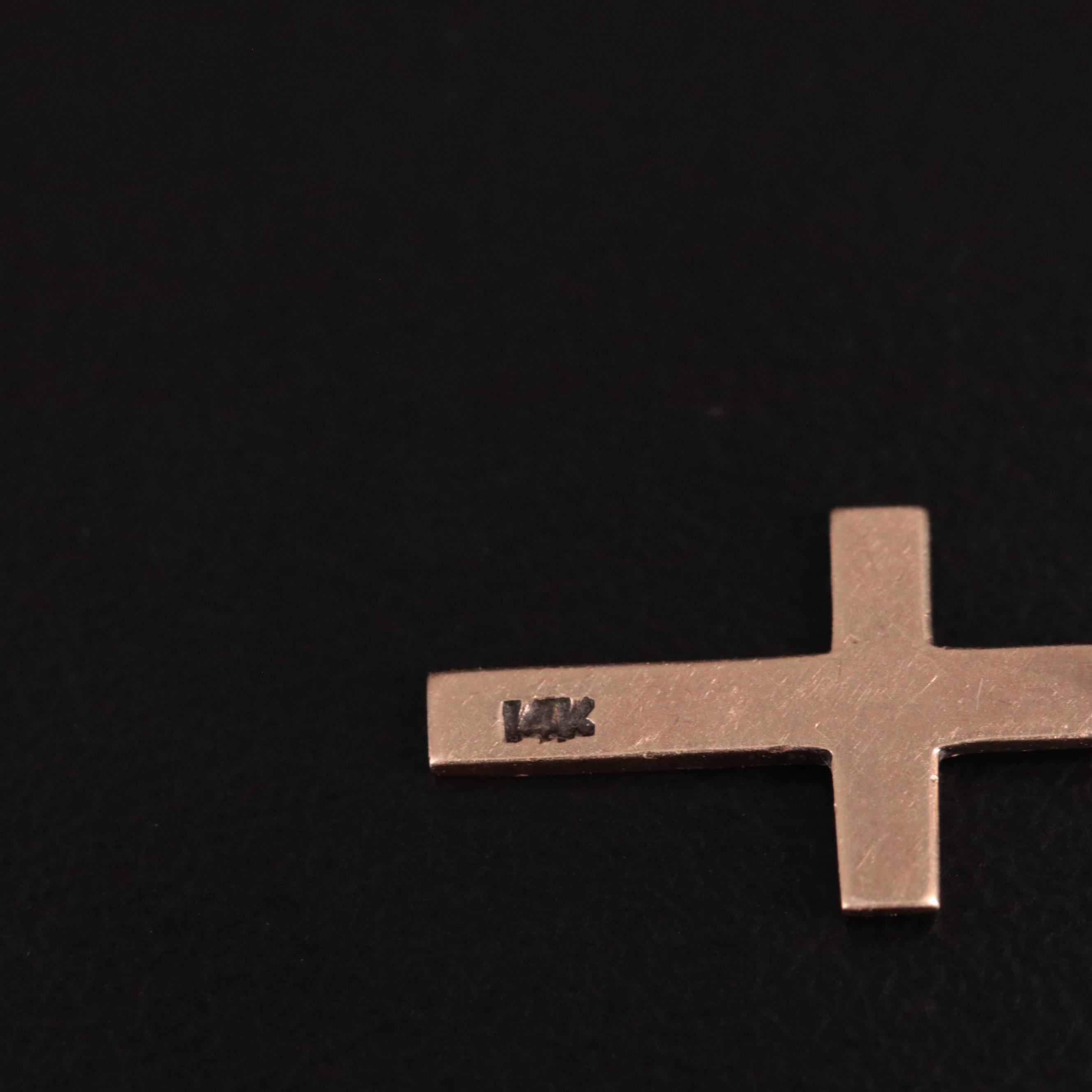 14K Flat Cross Pendant