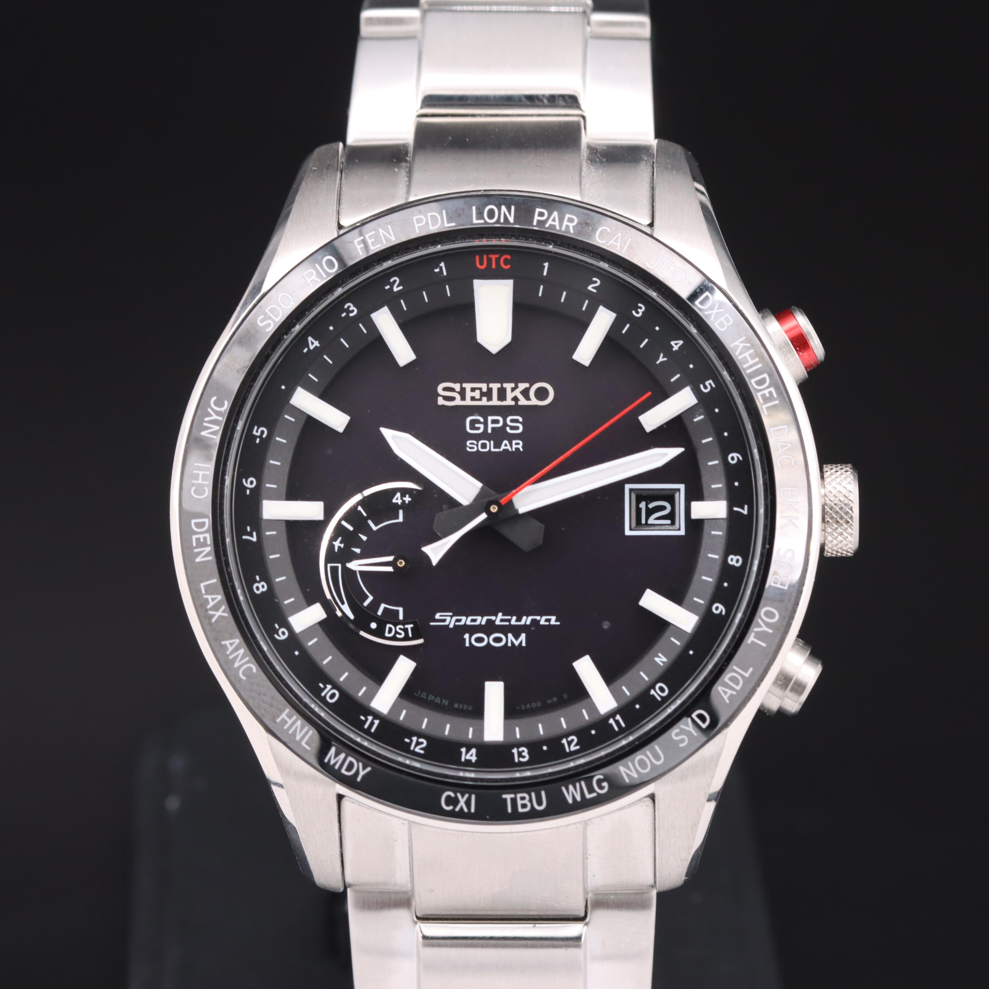 Seiko GPS Solar World-Time Sportura Watch