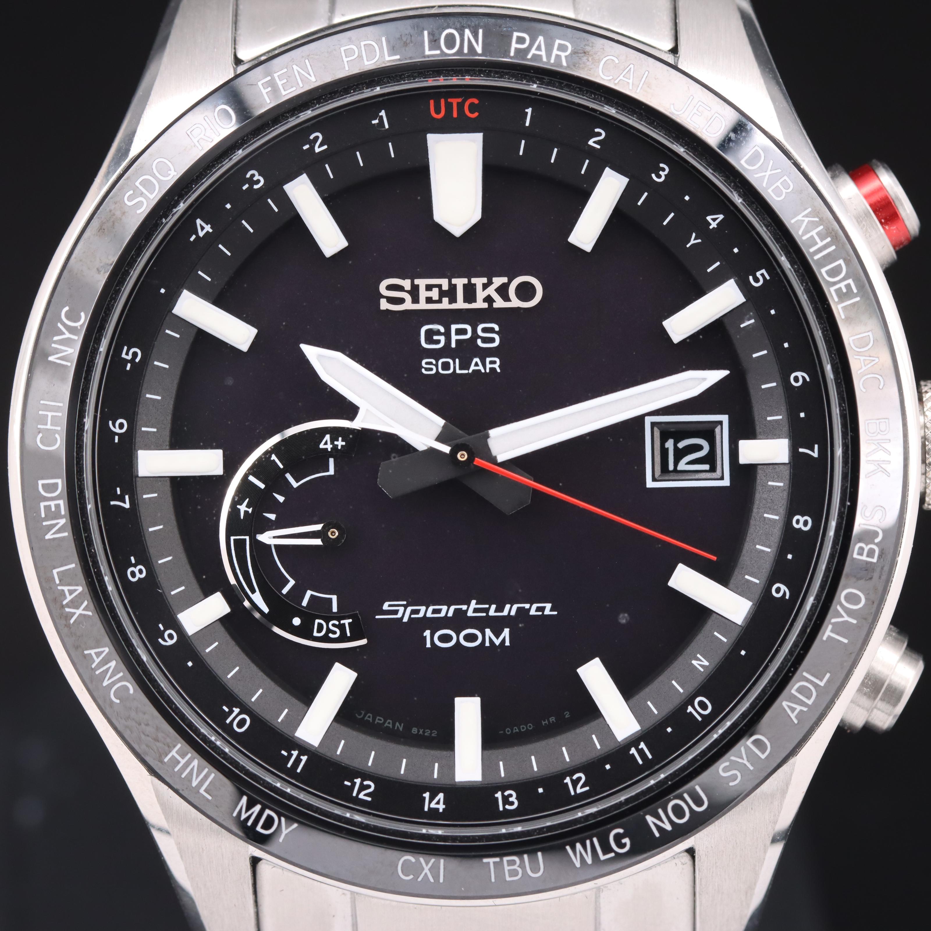 Seiko GPS Solar World-Time Sportura Watch