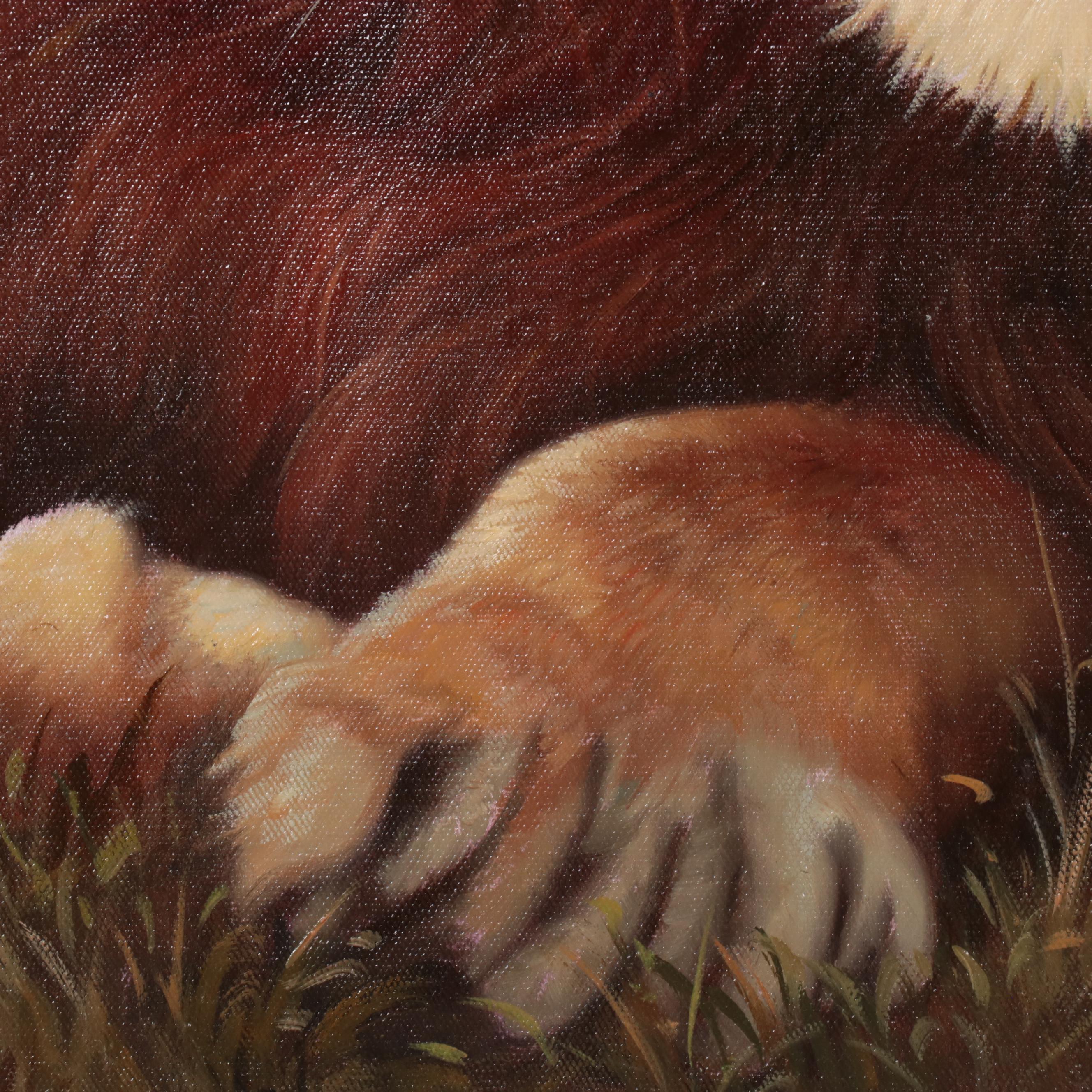 Quan Oil Painting Two Lions, 21st Century