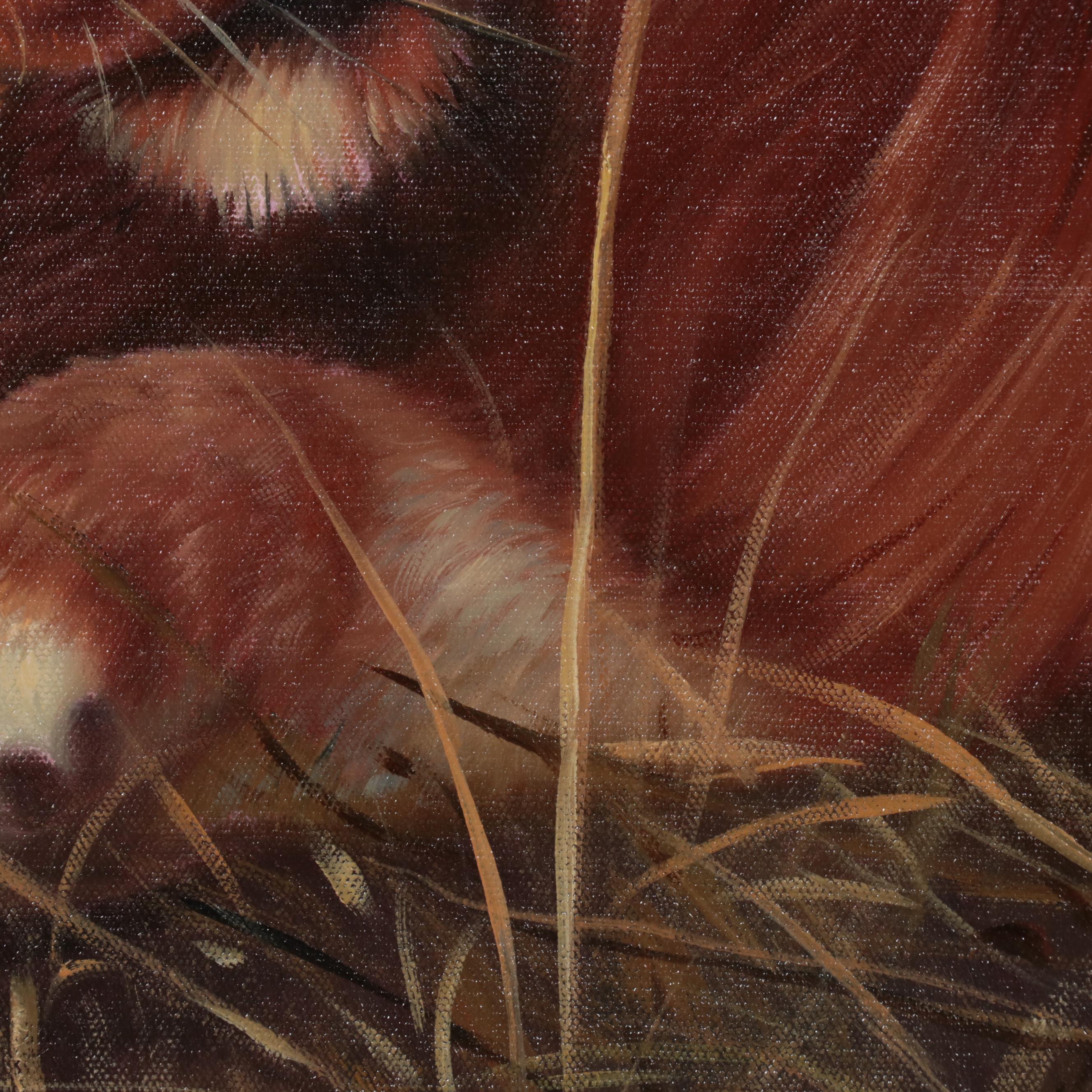 Quan Oil Painting Two Lions, 21st Century