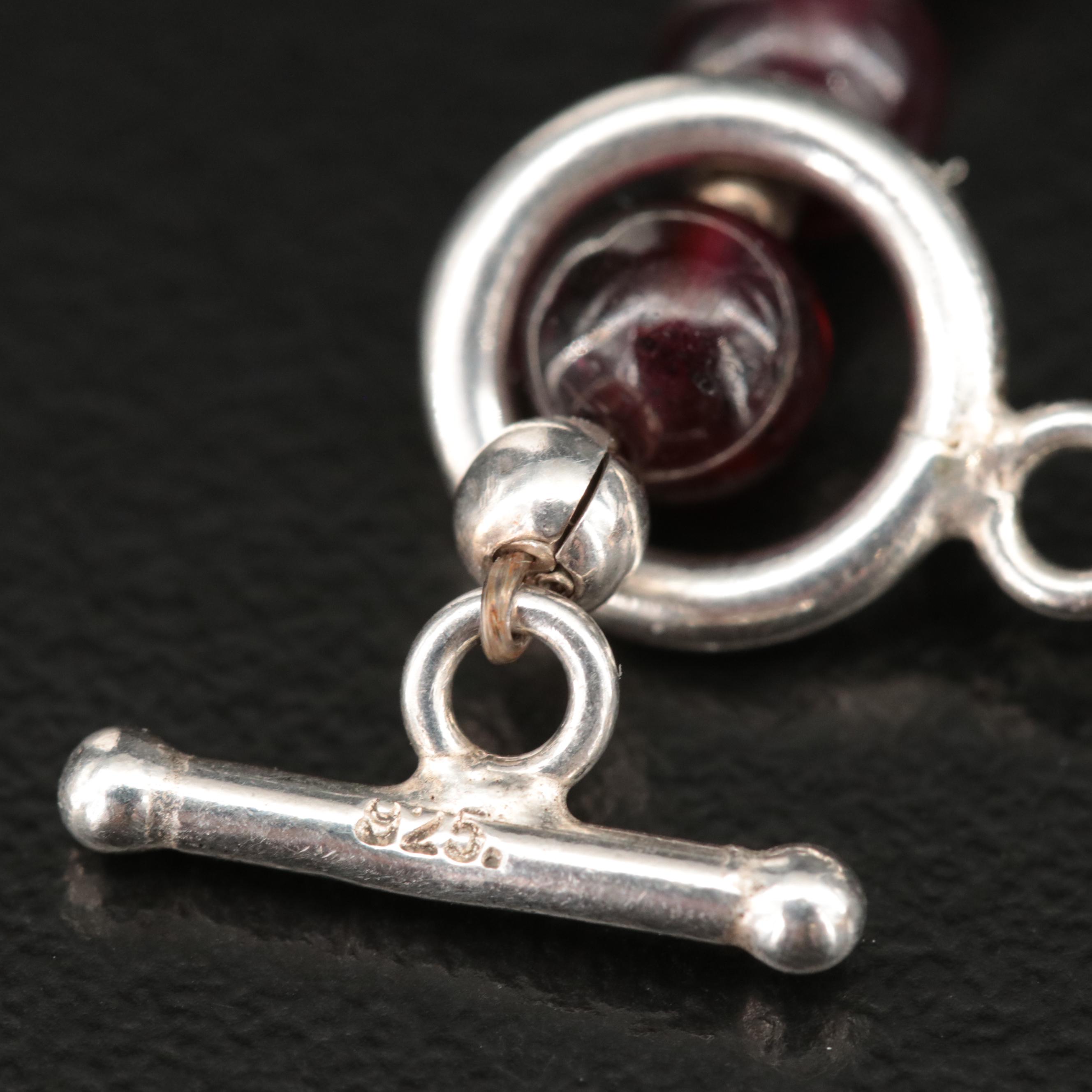 Sterling Bracelets Including Garnet and Glass