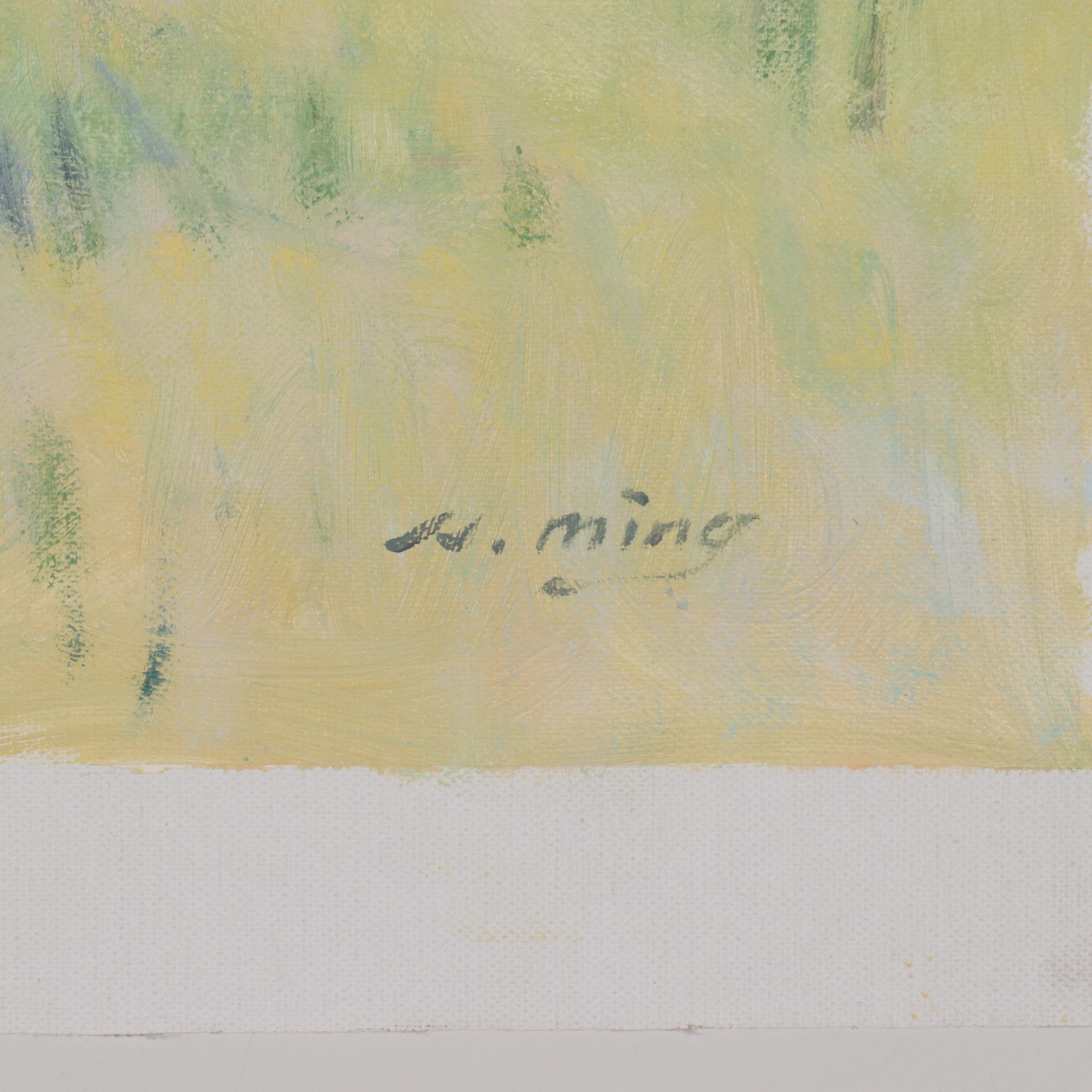 N. Ming Oil Painting of Verdant Landscape, 21st Century