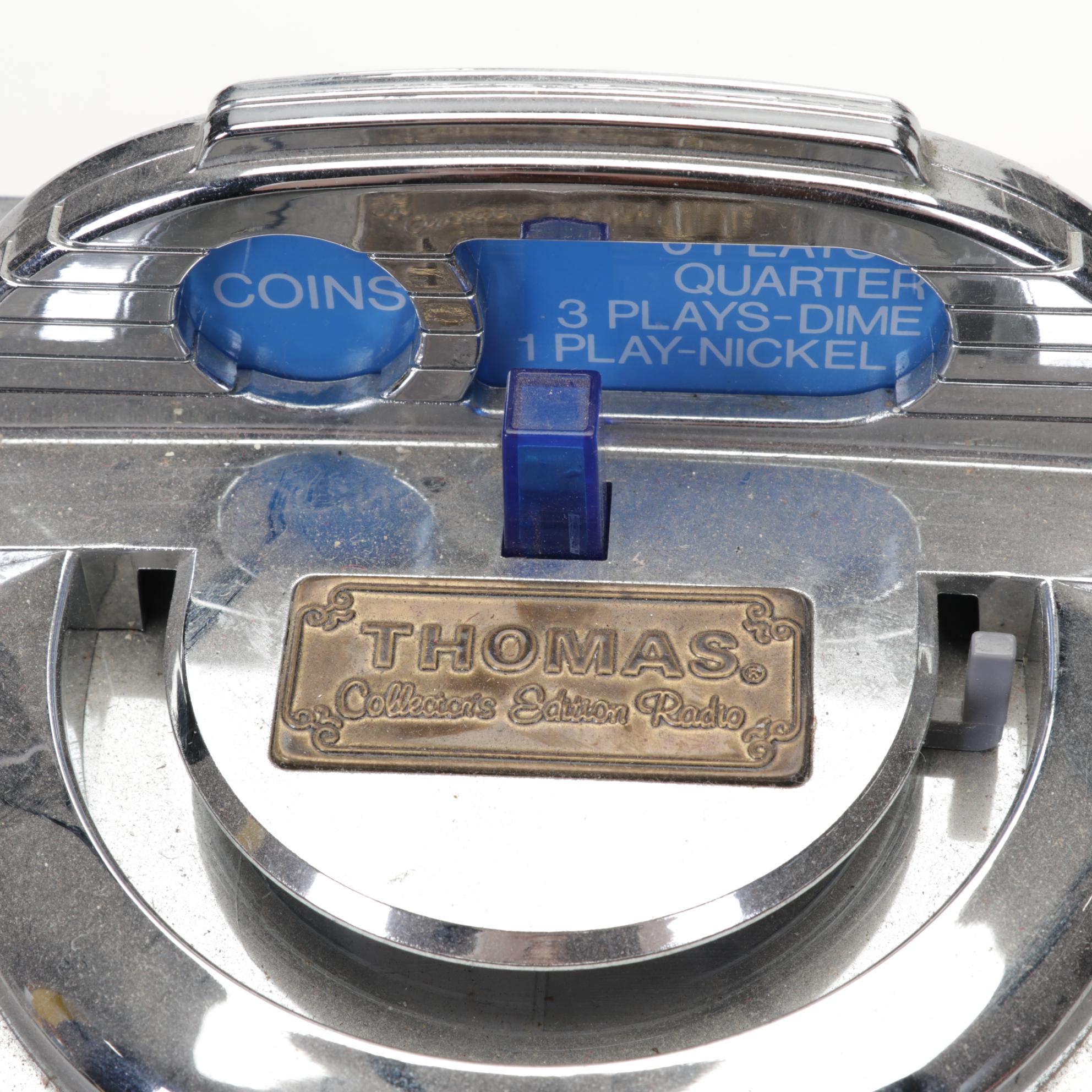 Rock-Ola Commercial Tabletop Jukebox and Thomas Reproduction Collector's Radio