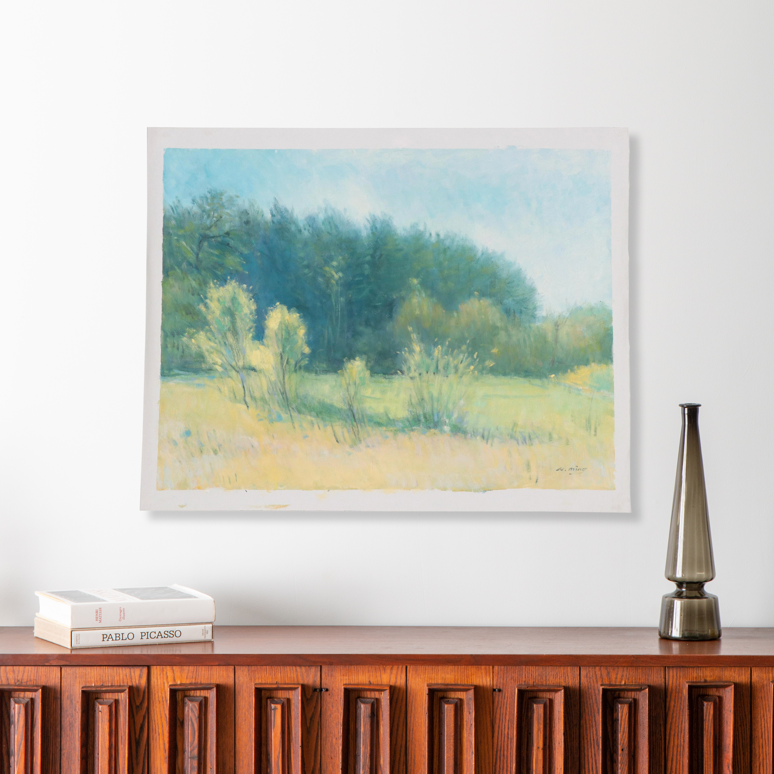 N. Ming Oil Painting of Verdant Landscape, 21st Century