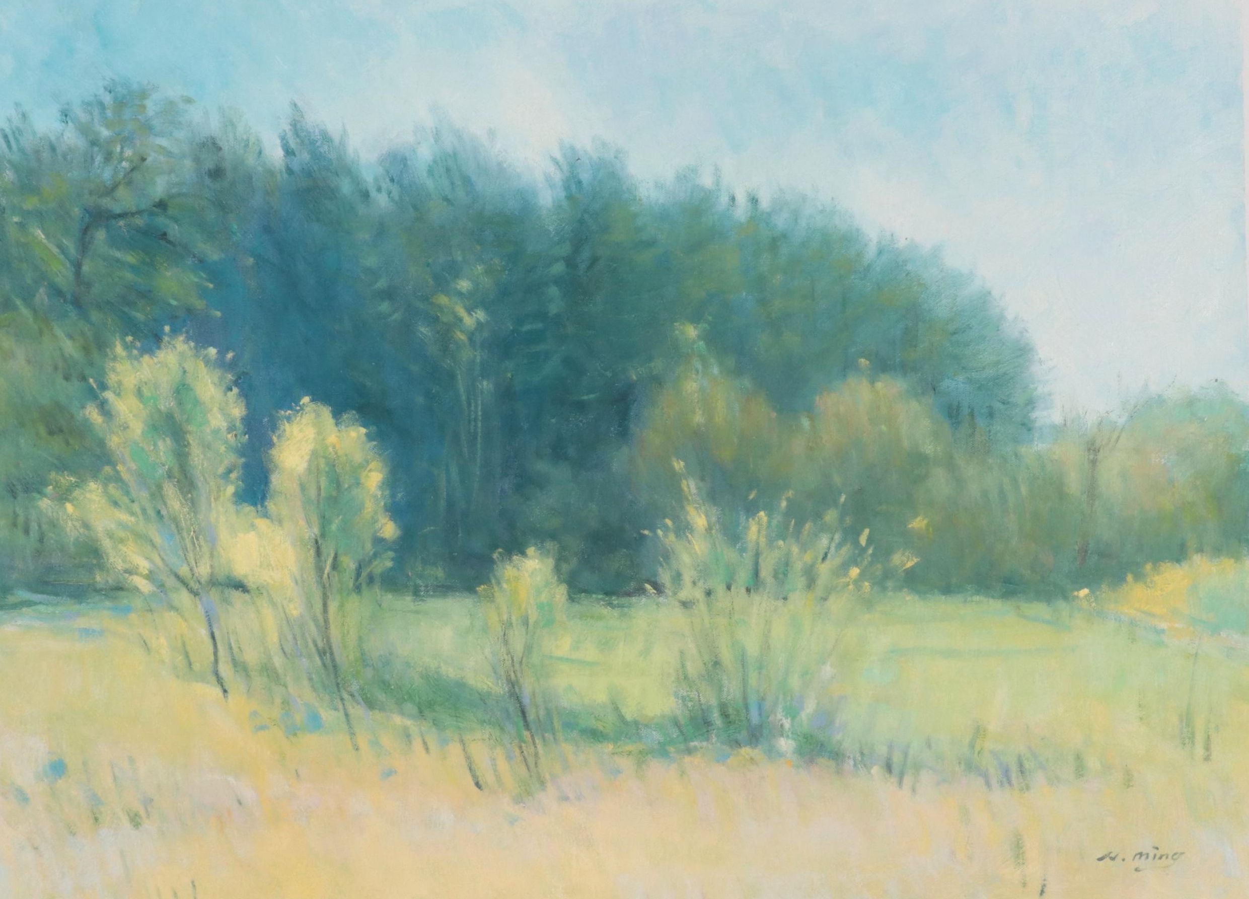 N. Ming Oil Painting of Verdant Landscape, 21st Century