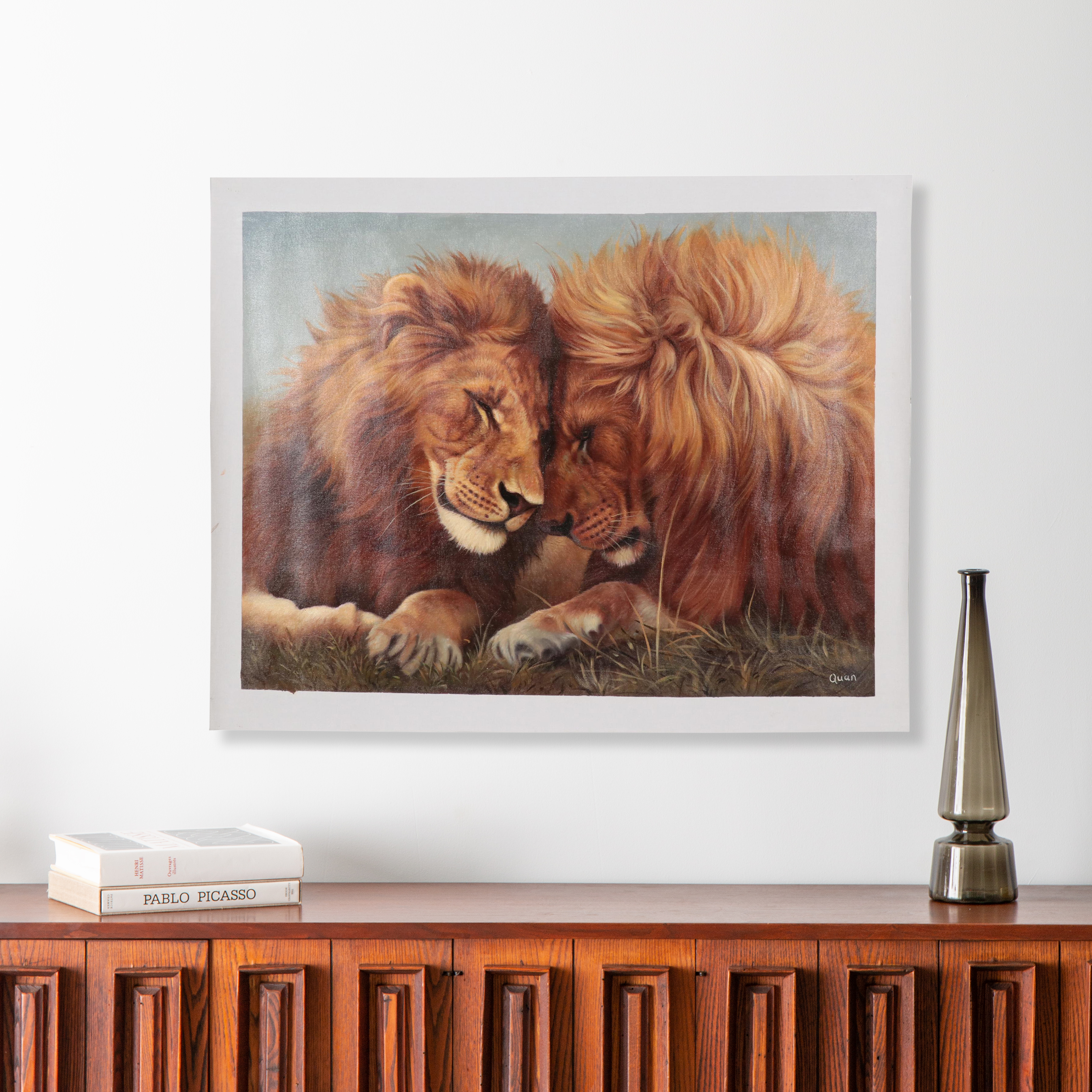 Quan Oil Painting Two Lions, 21st Century