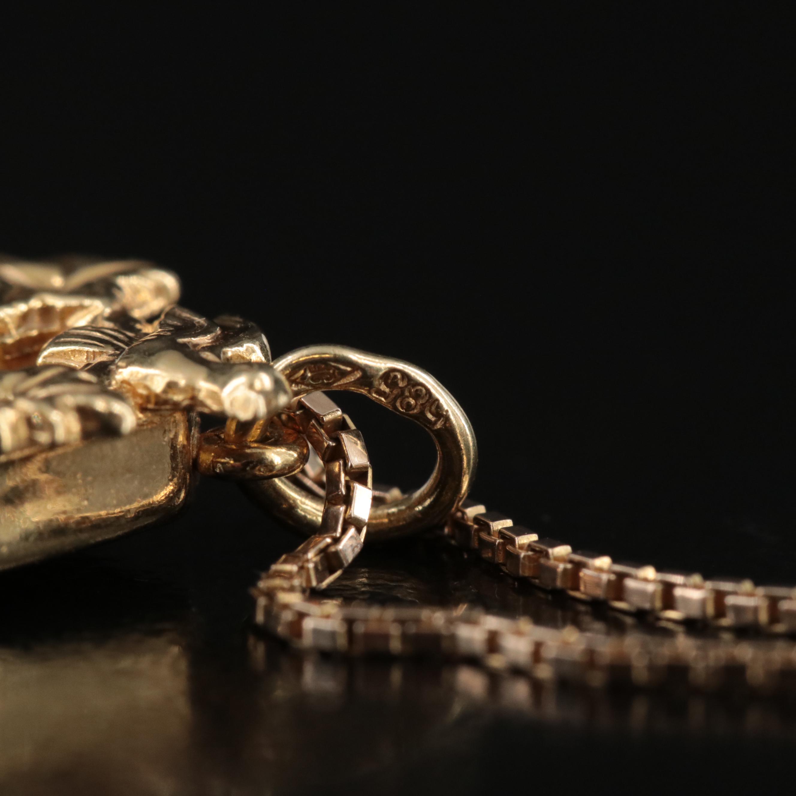 14K Articulated Cuckoo Clock Pendant Necklace