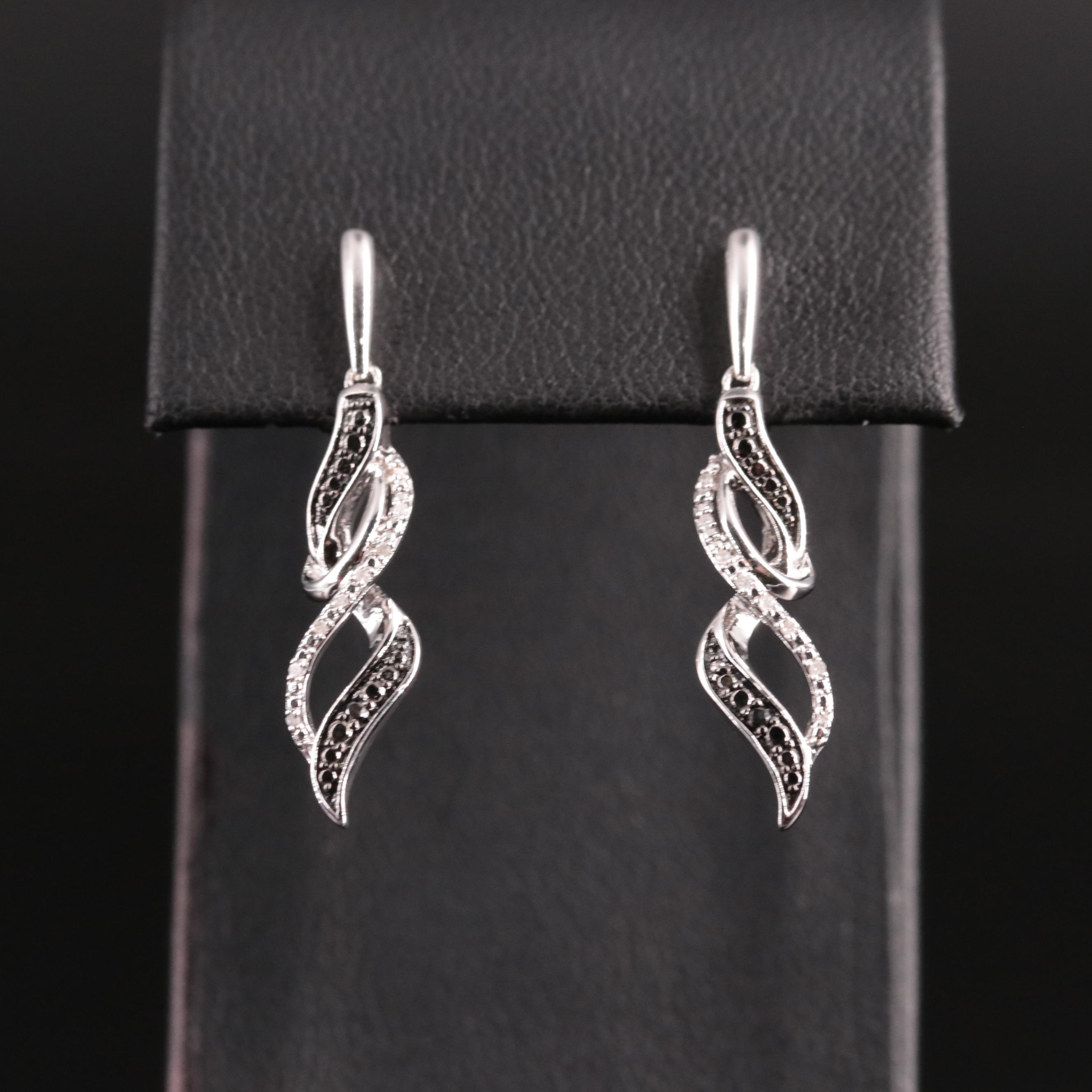 Sterling Diamond Twist Drop Earrings