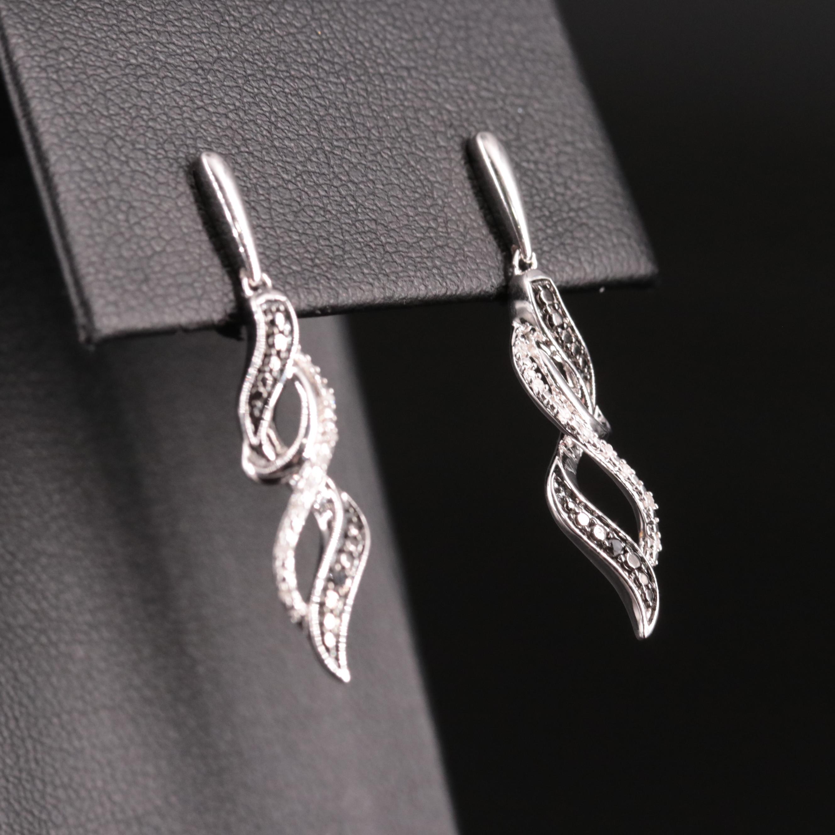 Sterling Diamond Twist Drop Earrings