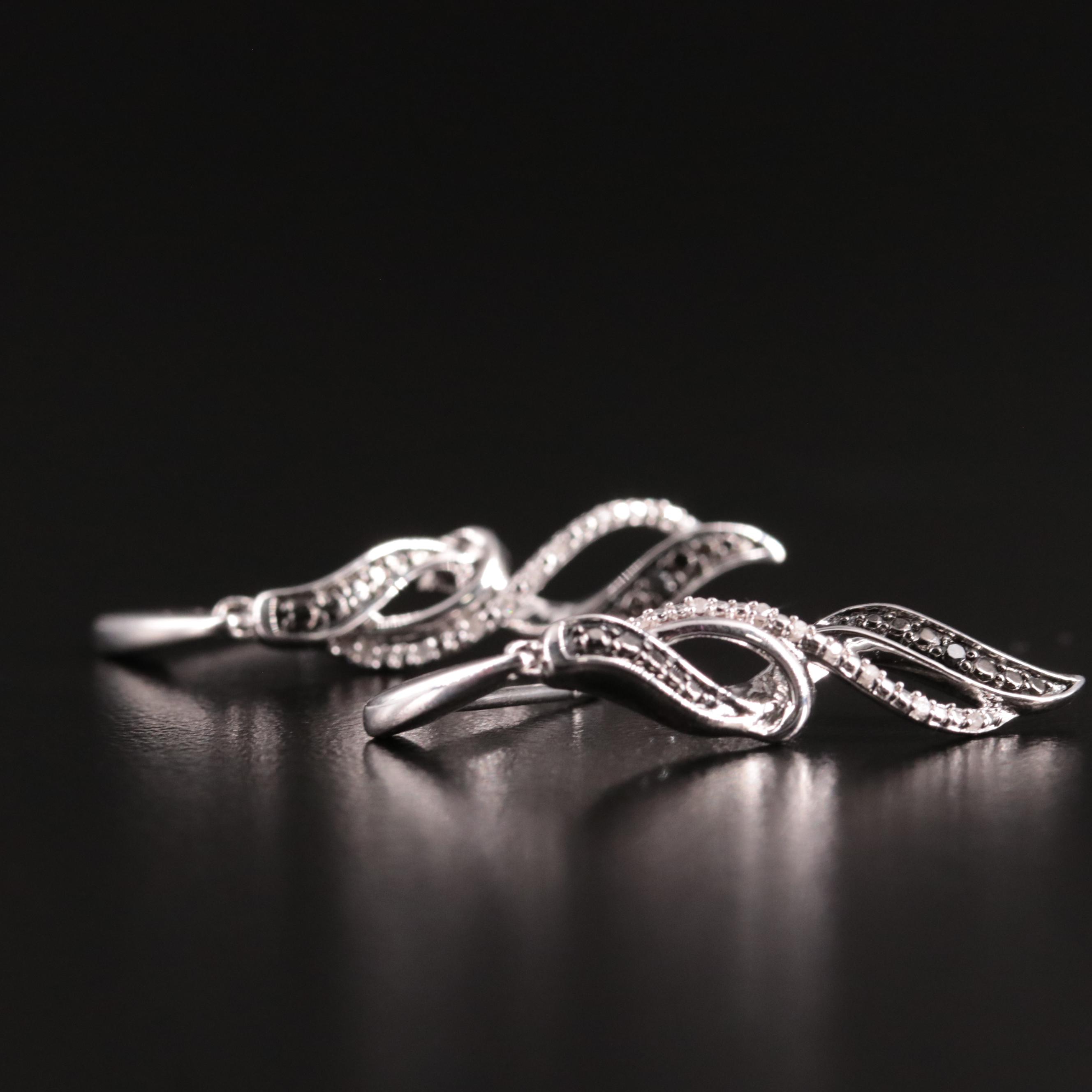 Sterling Diamond Twist Drop Earrings