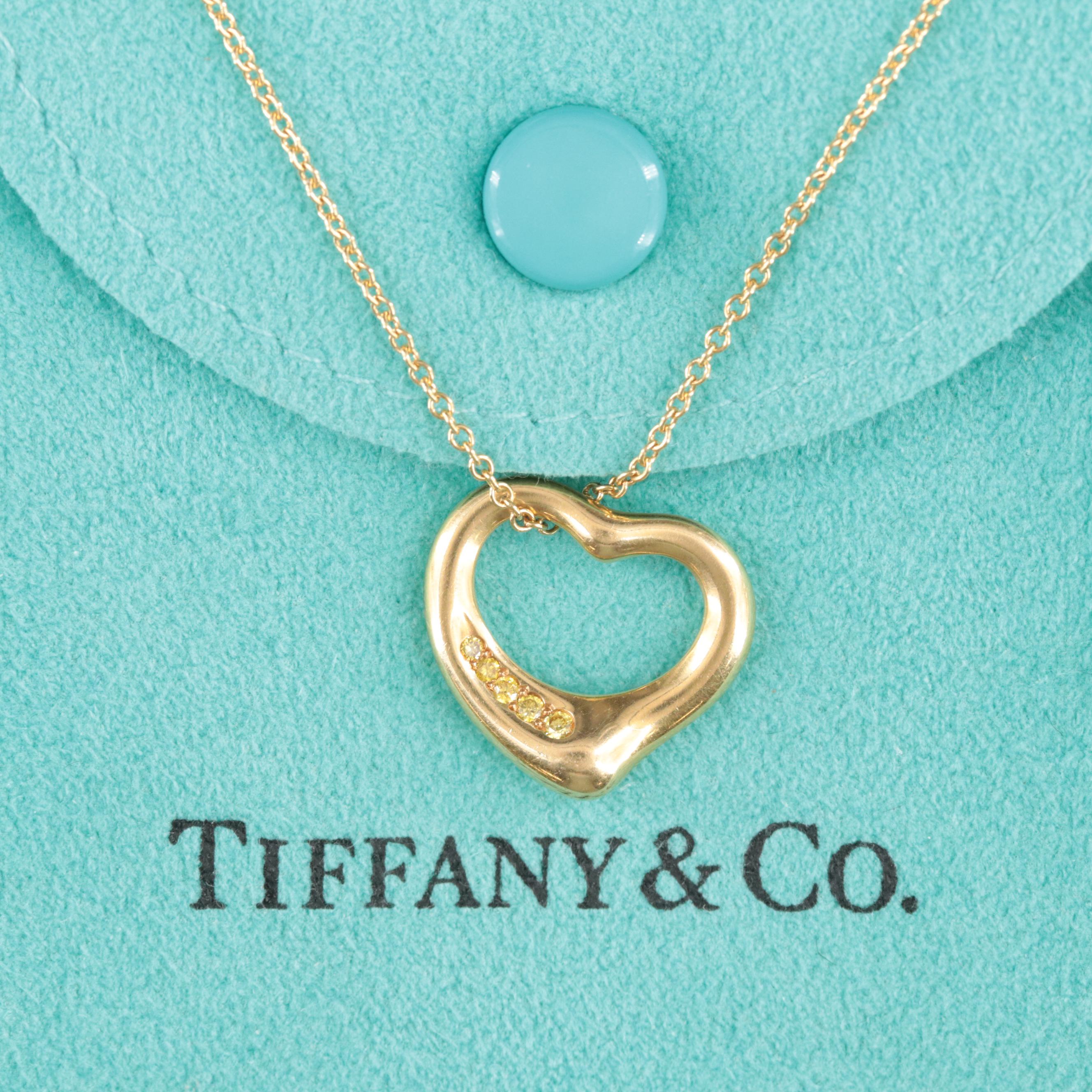 Elsa Peretti for Tiffany & Co. "Open Heart" 18K 0.06 CTW Fancy Diamond Necklace