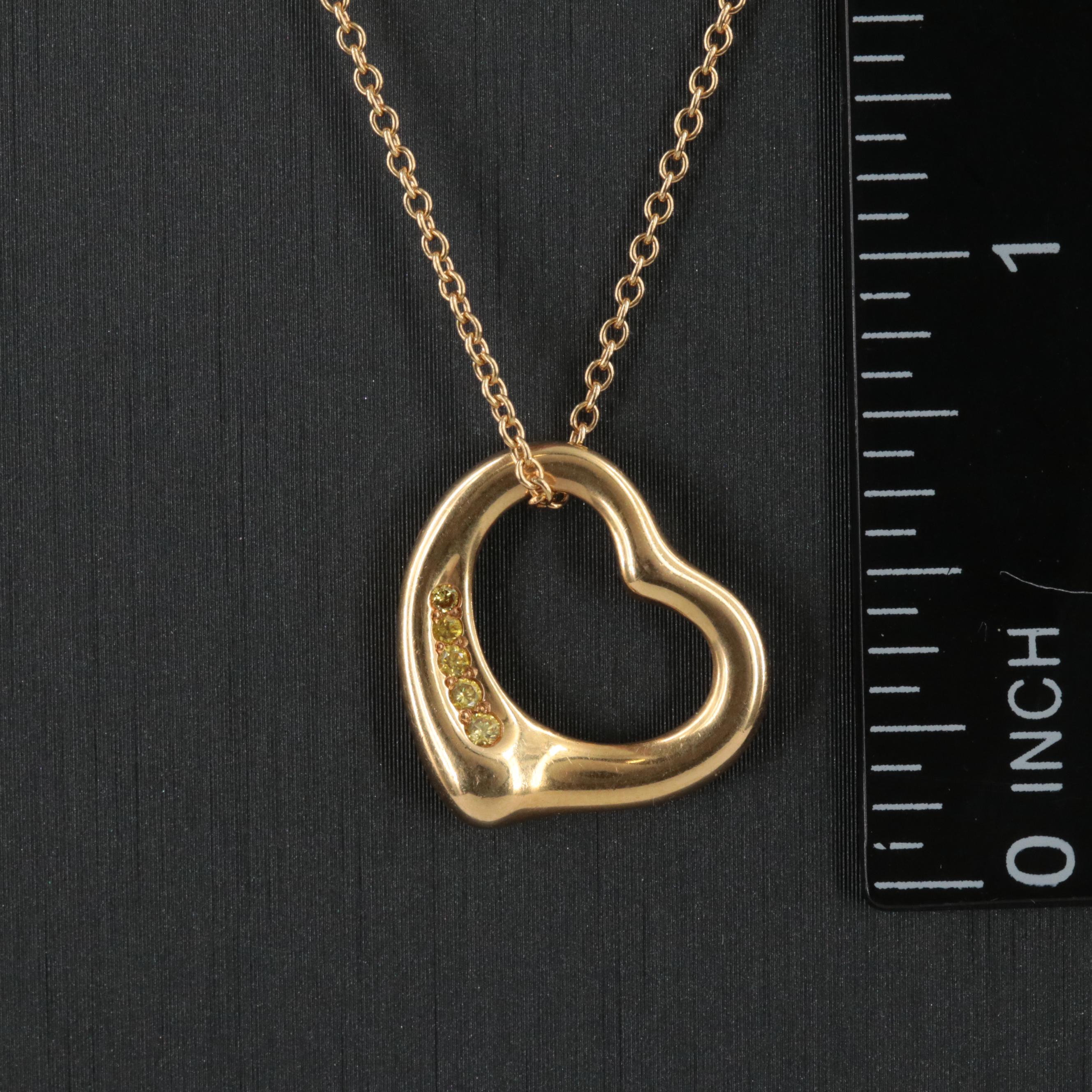 Elsa Peretti for Tiffany & Co. "Open Heart" 18K 0.06 CTW Fancy Diamond Necklace