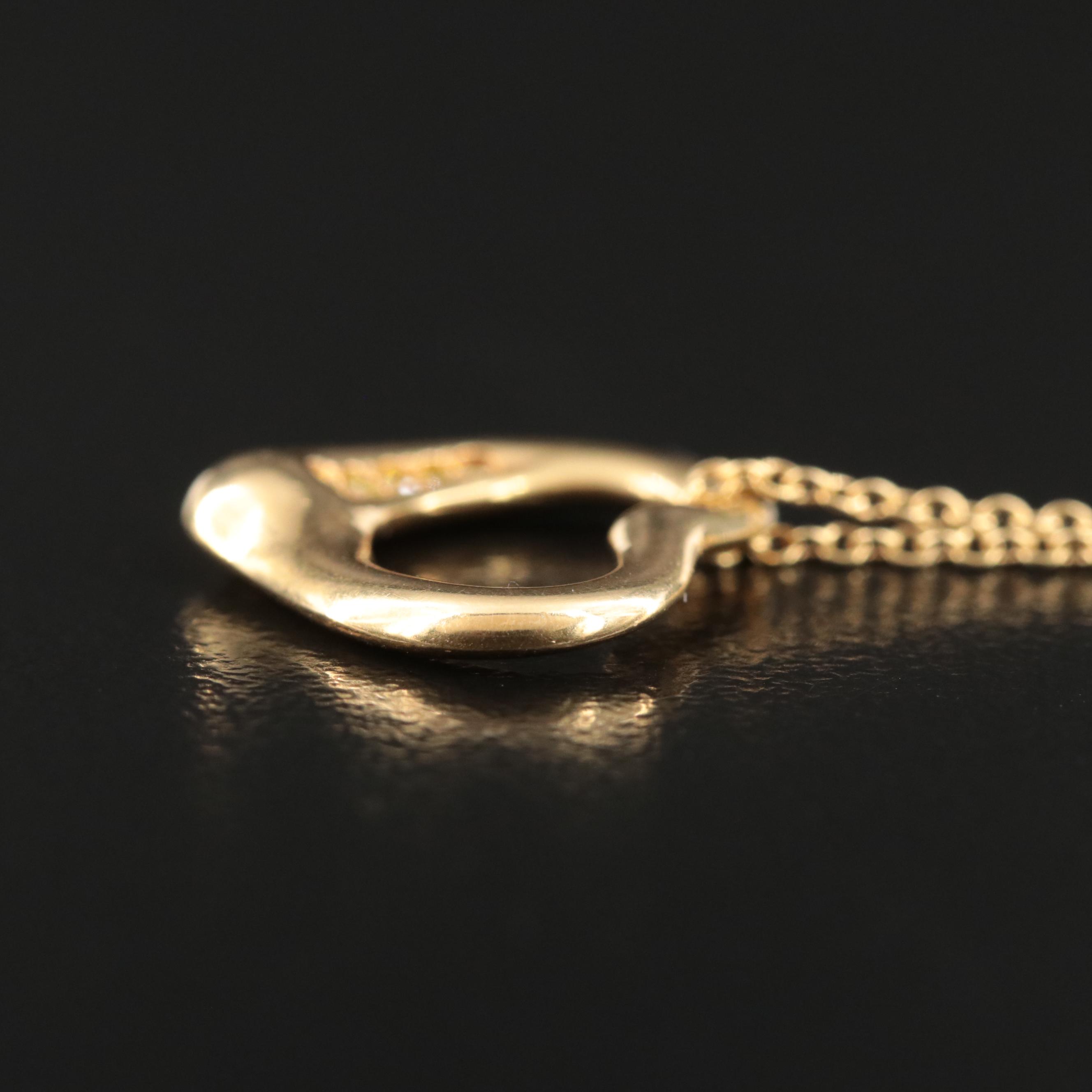 Elsa Peretti for Tiffany & Co. "Open Heart" 18K 0.06 CTW Fancy Diamond Necklace