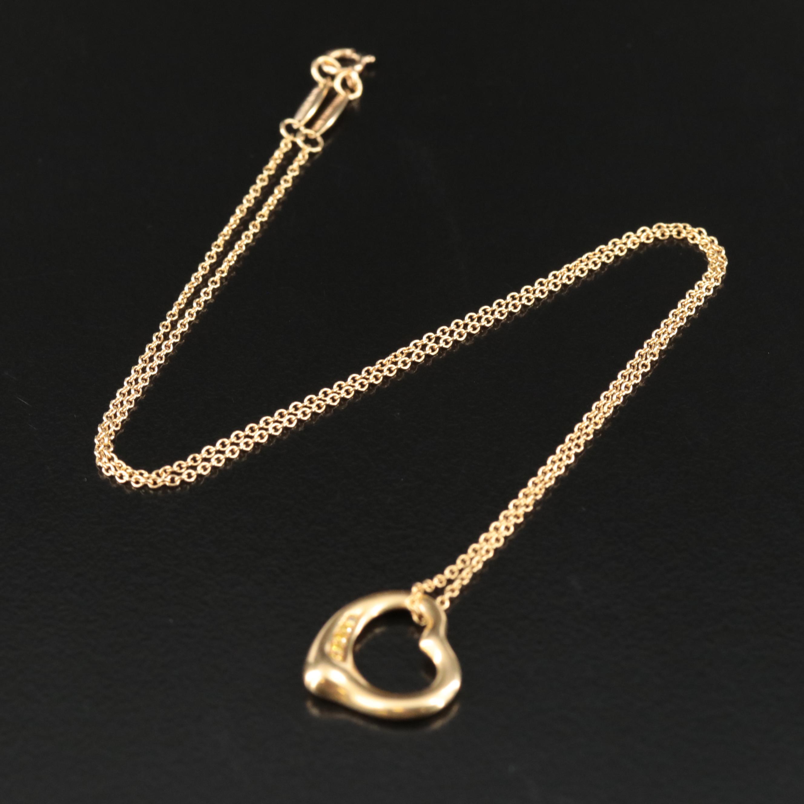 Elsa Peretti for Tiffany & Co. "Open Heart" 18K 0.06 CTW Fancy Diamond Necklace