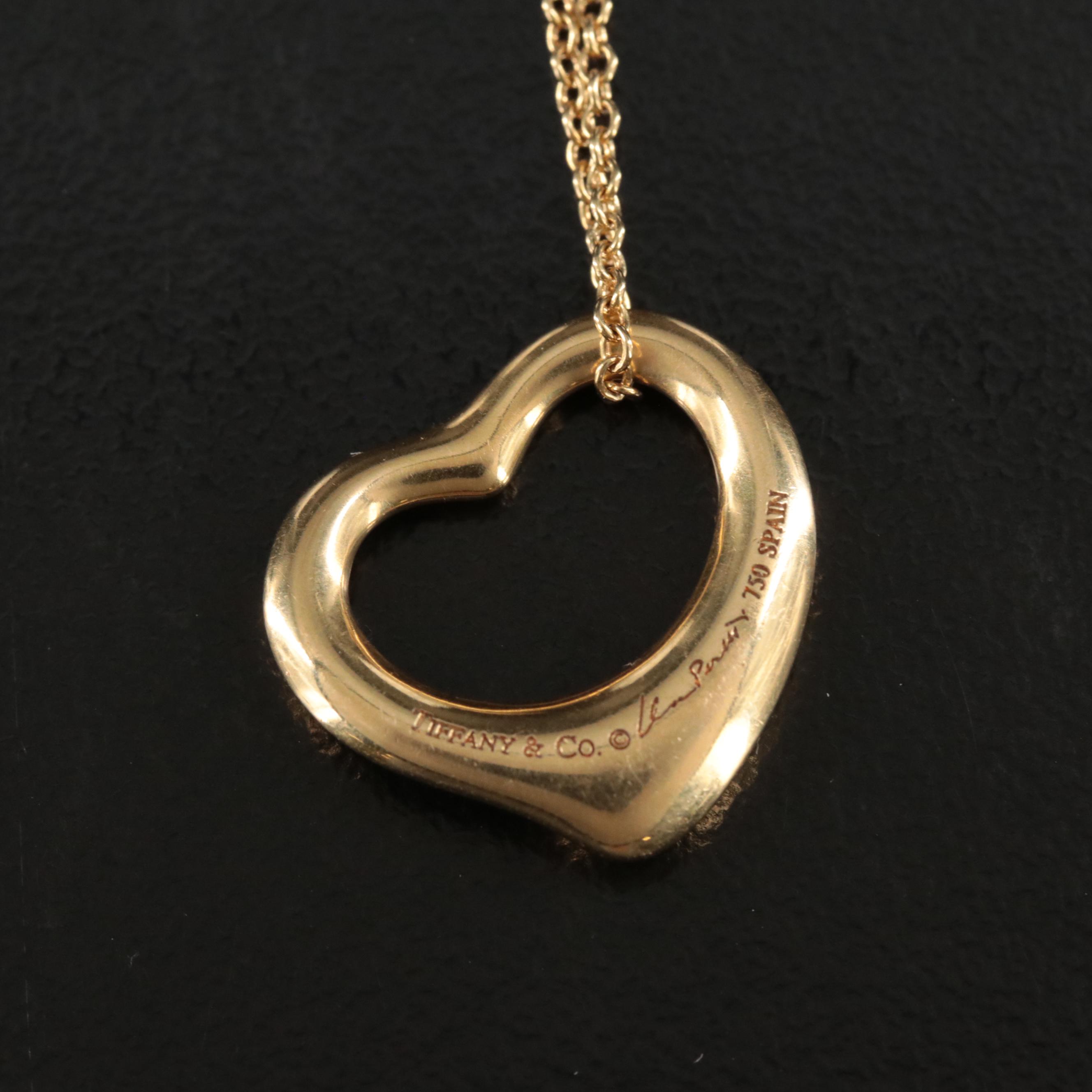 Elsa Peretti for Tiffany & Co. "Open Heart" 18K 0.06 CTW Fancy Diamond Necklace