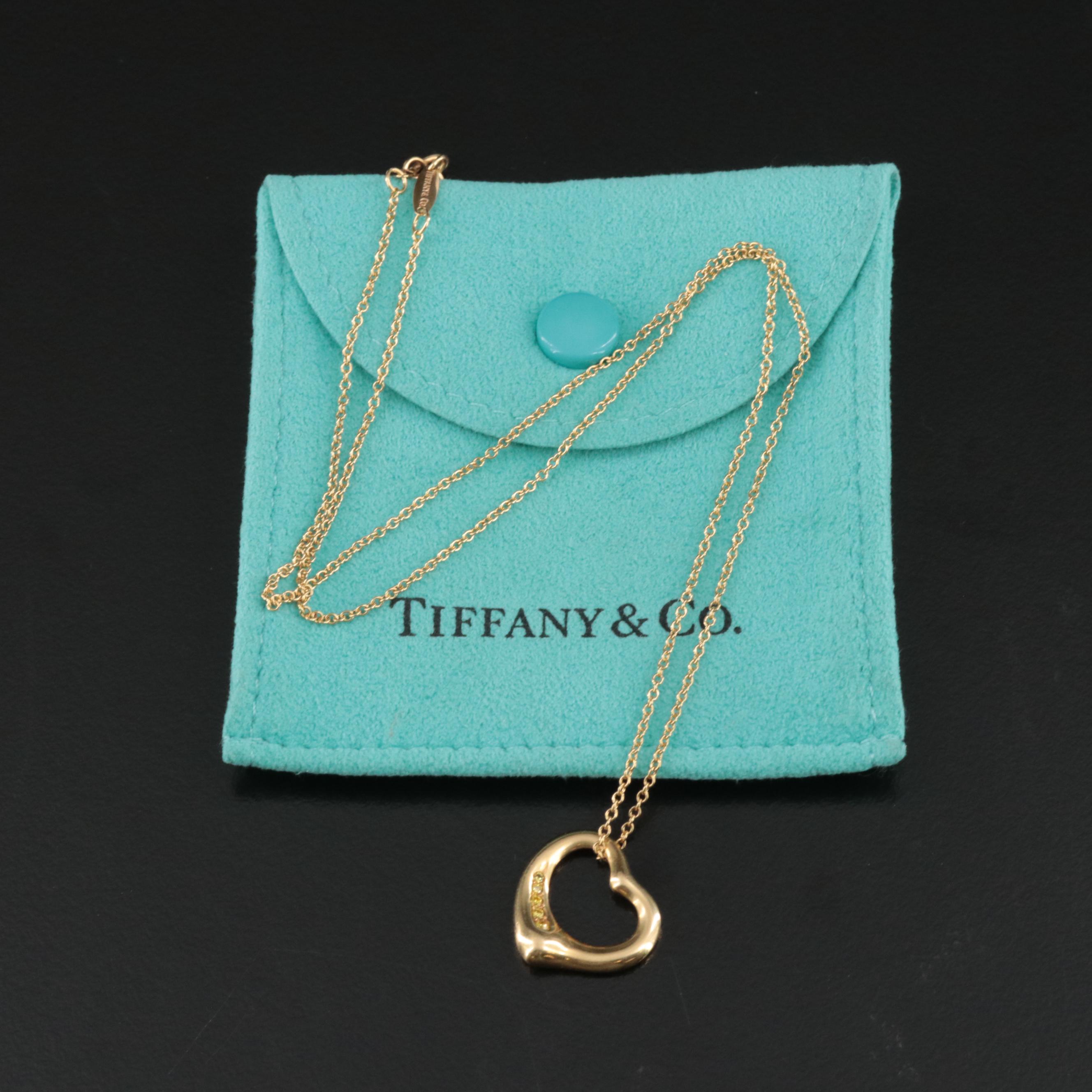 Elsa Peretti for Tiffany & Co. "Open Heart" 18K 0.06 CTW Fancy Diamond Necklace