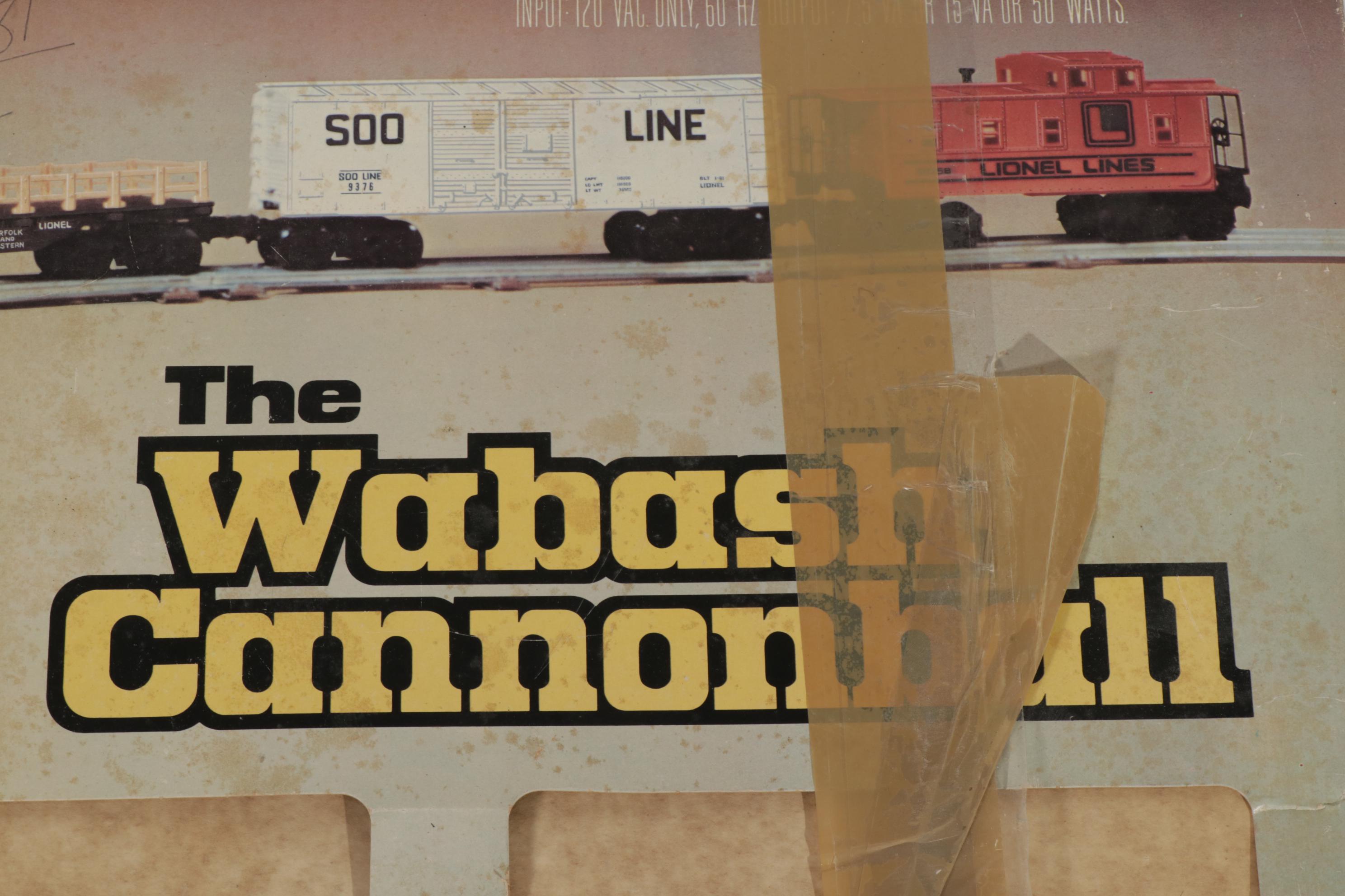 Lionel Wabash Cannonball Electric Train Set With Handmade Wooden Train, 1981