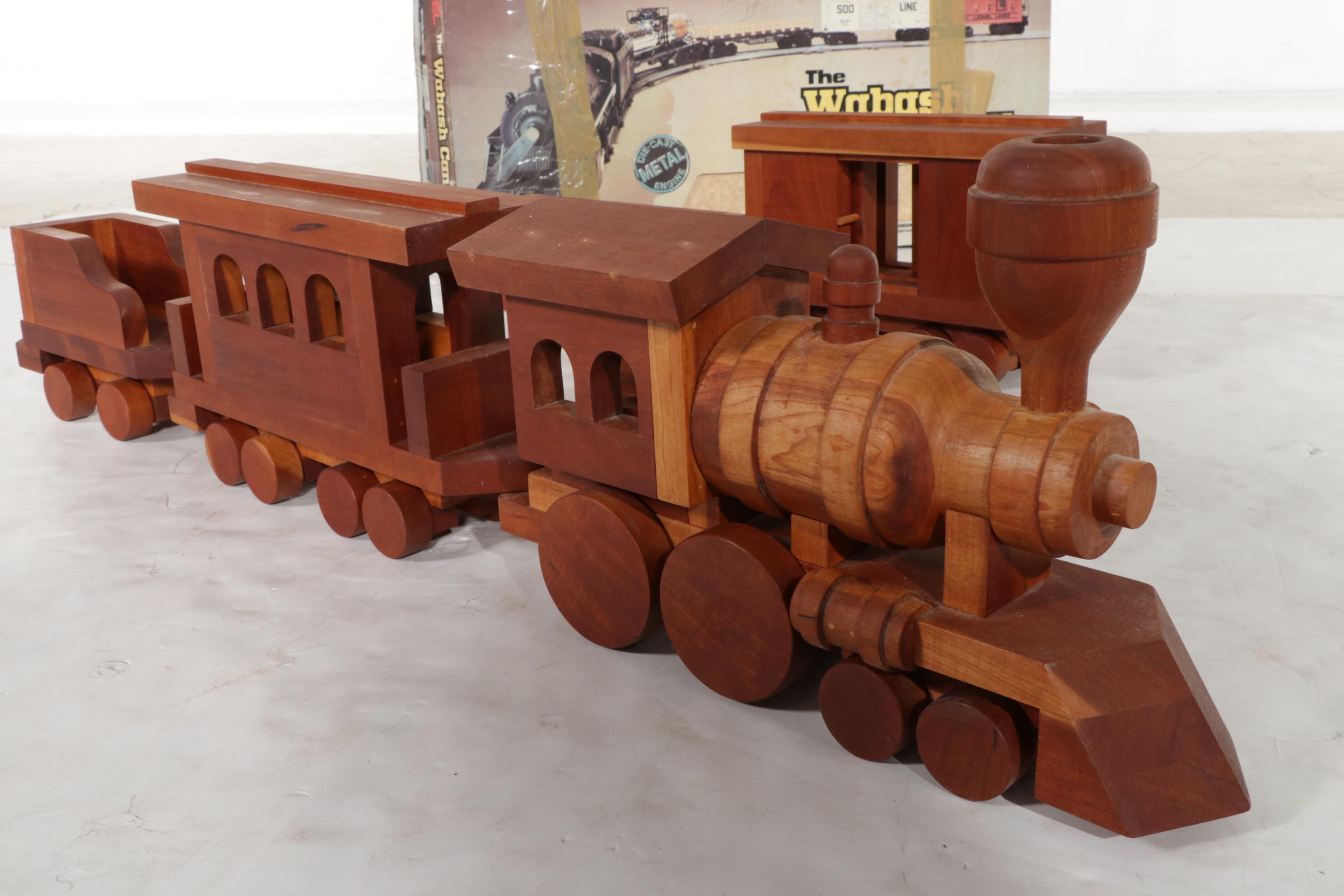 Lionel Wabash Cannonball Electric Train Set With Handmade Wooden Train, 1981