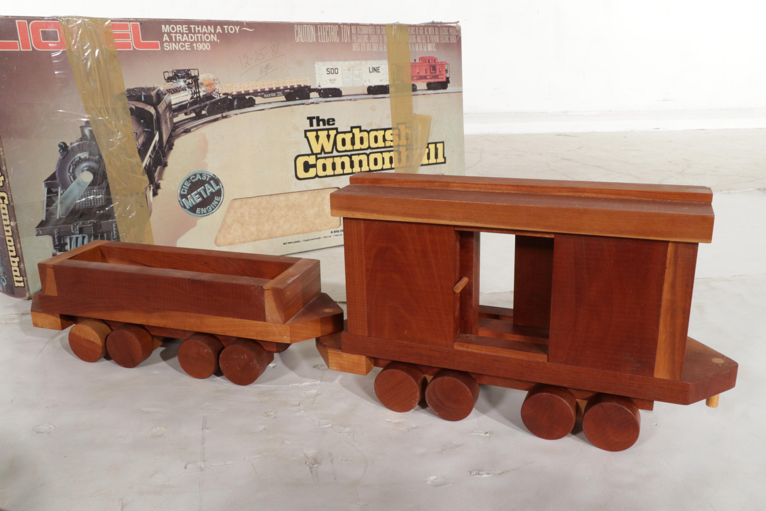Lionel Wabash Cannonball Electric Train Set With Handmade Wooden Train, 1981