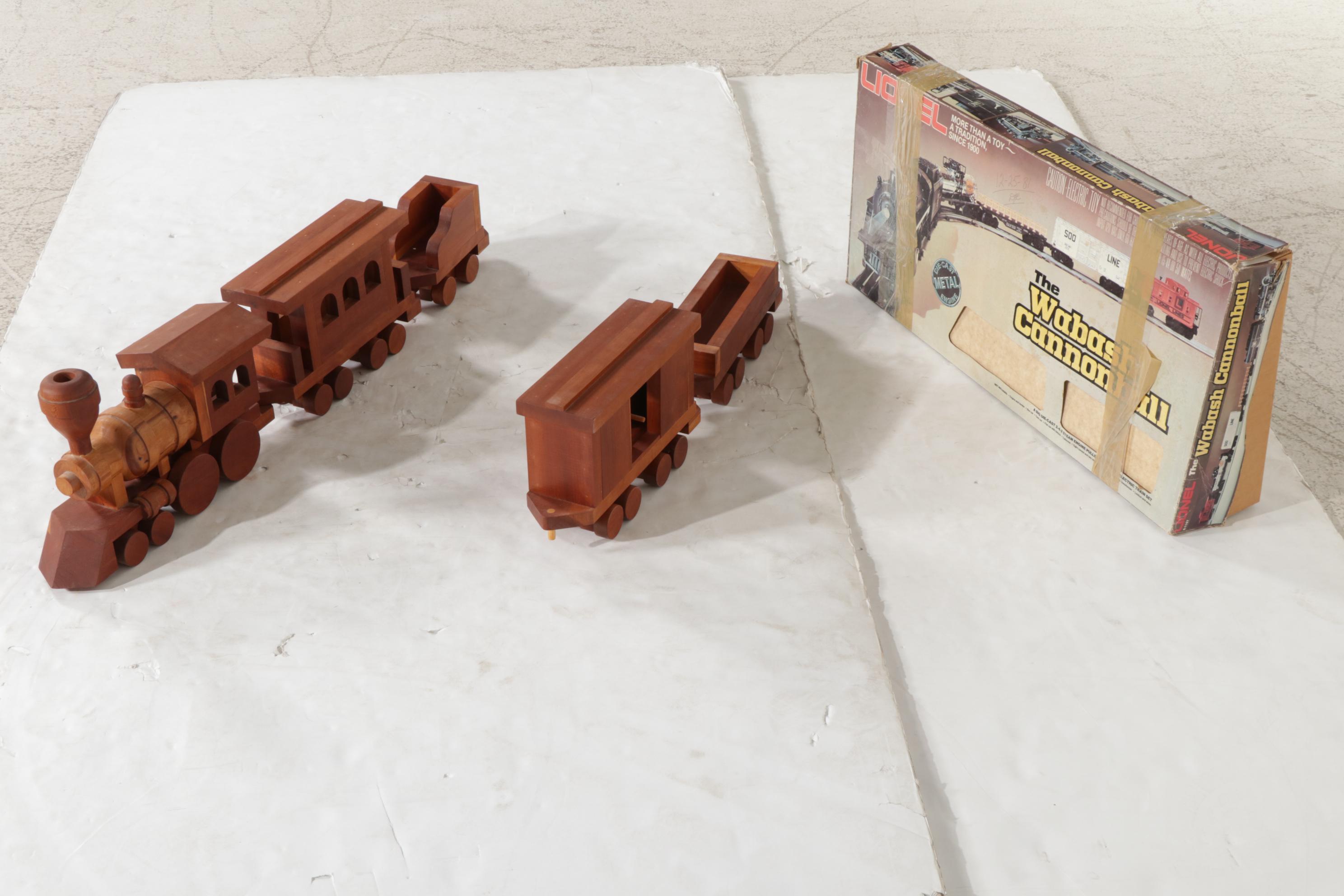 Lionel Wabash Cannonball Electric Train Set With Handmade Wooden Train, 1981