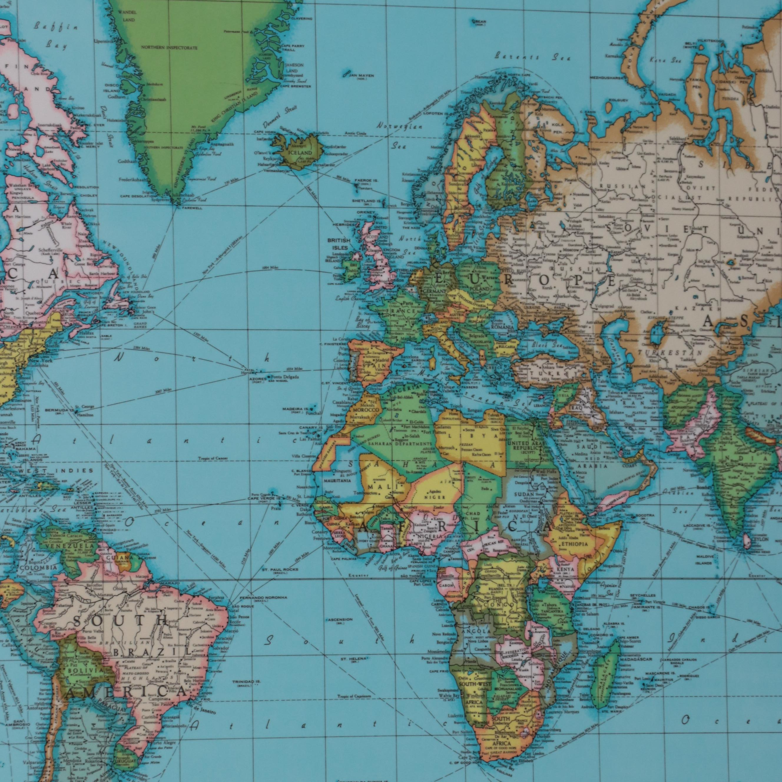 Rand McNally "Cosmopolitan World on Mercator's Projection" World Map