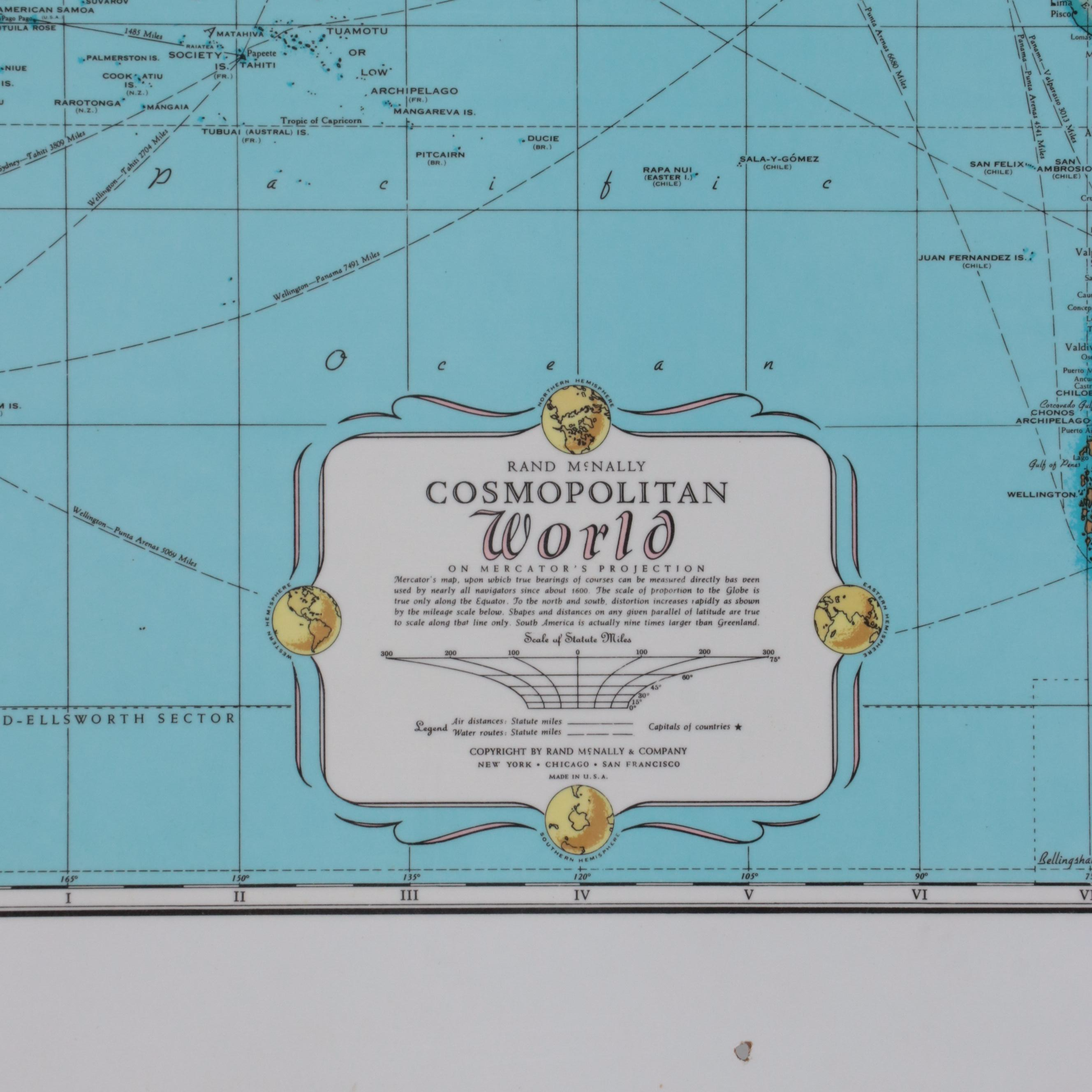 Rand McNally "Cosmopolitan World on Mercator's Projection" World Map