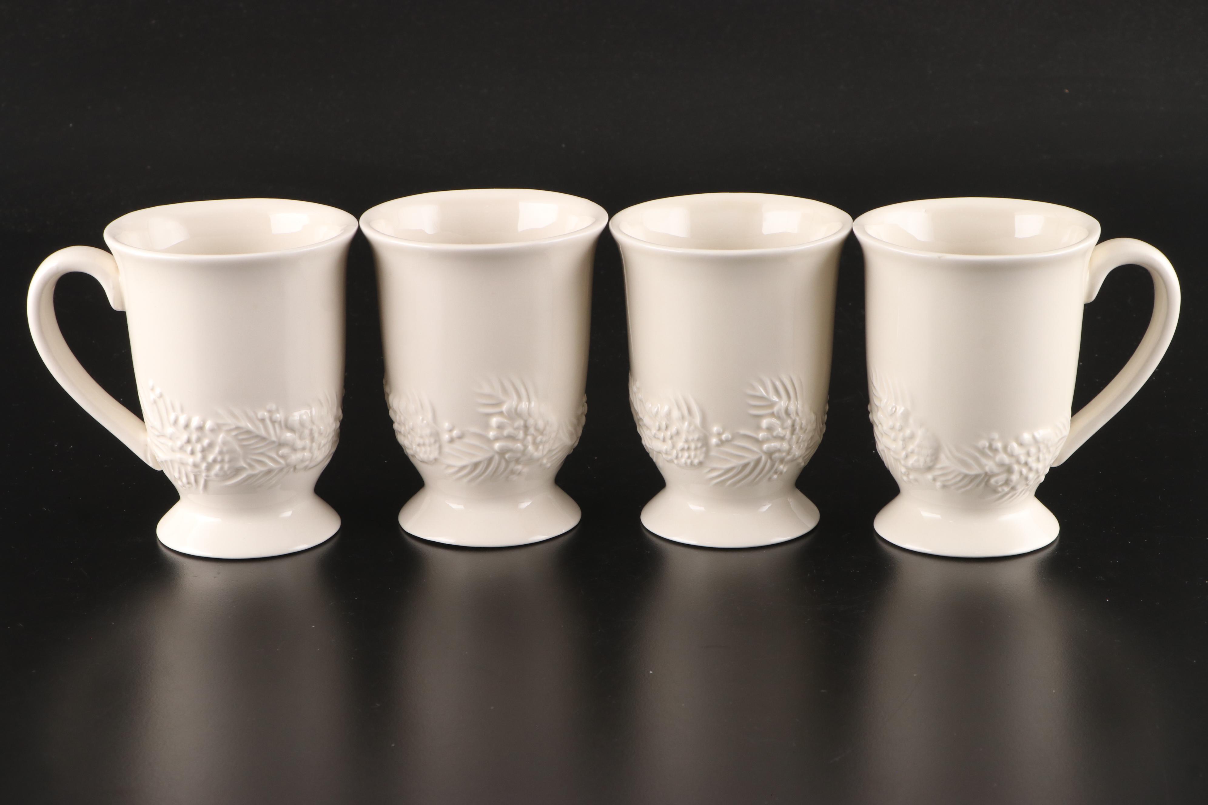 Sonoma Home Goods Embossed Pinecone Ceramic Mugs