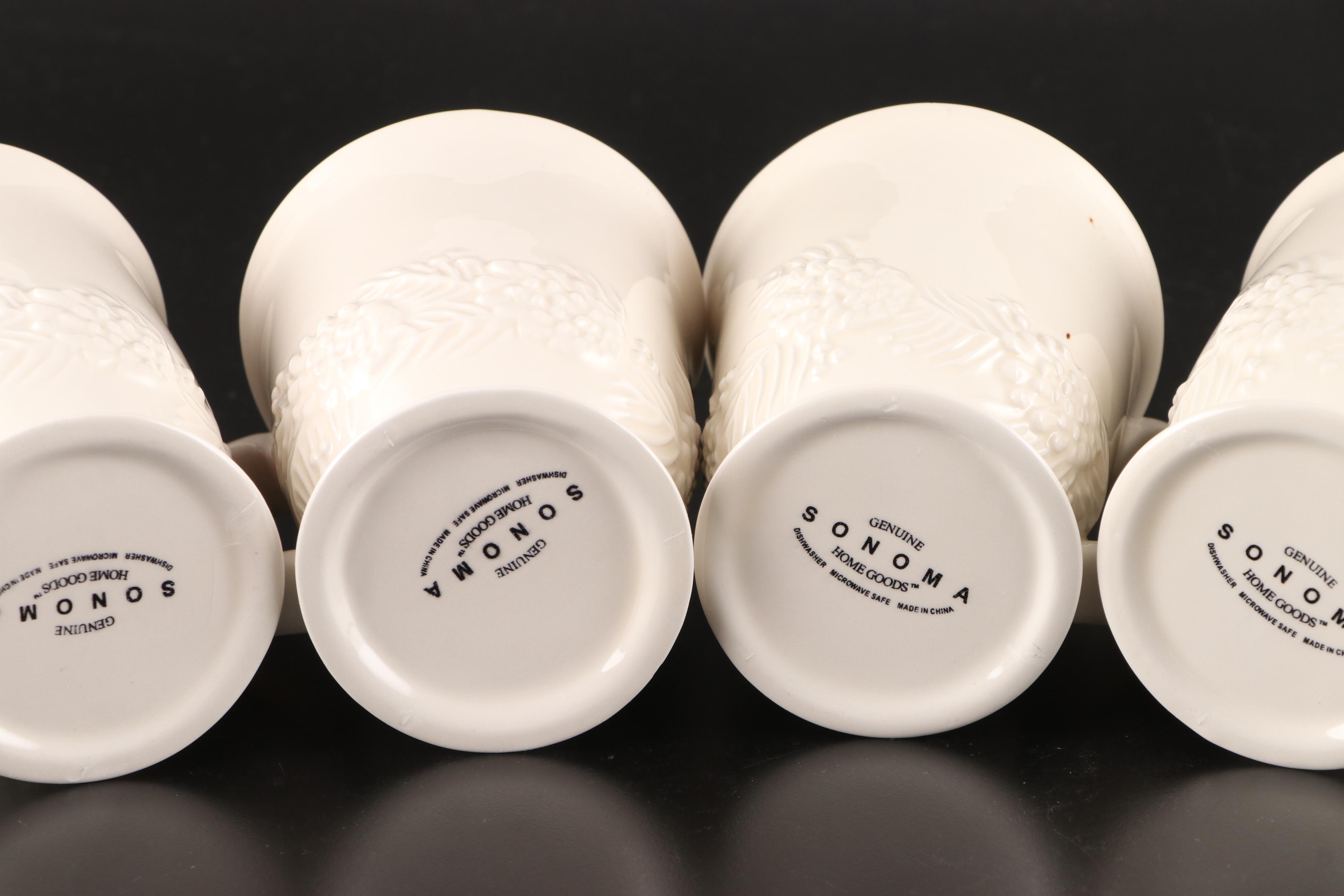 Sonoma Home Goods Embossed Pinecone Ceramic Mugs