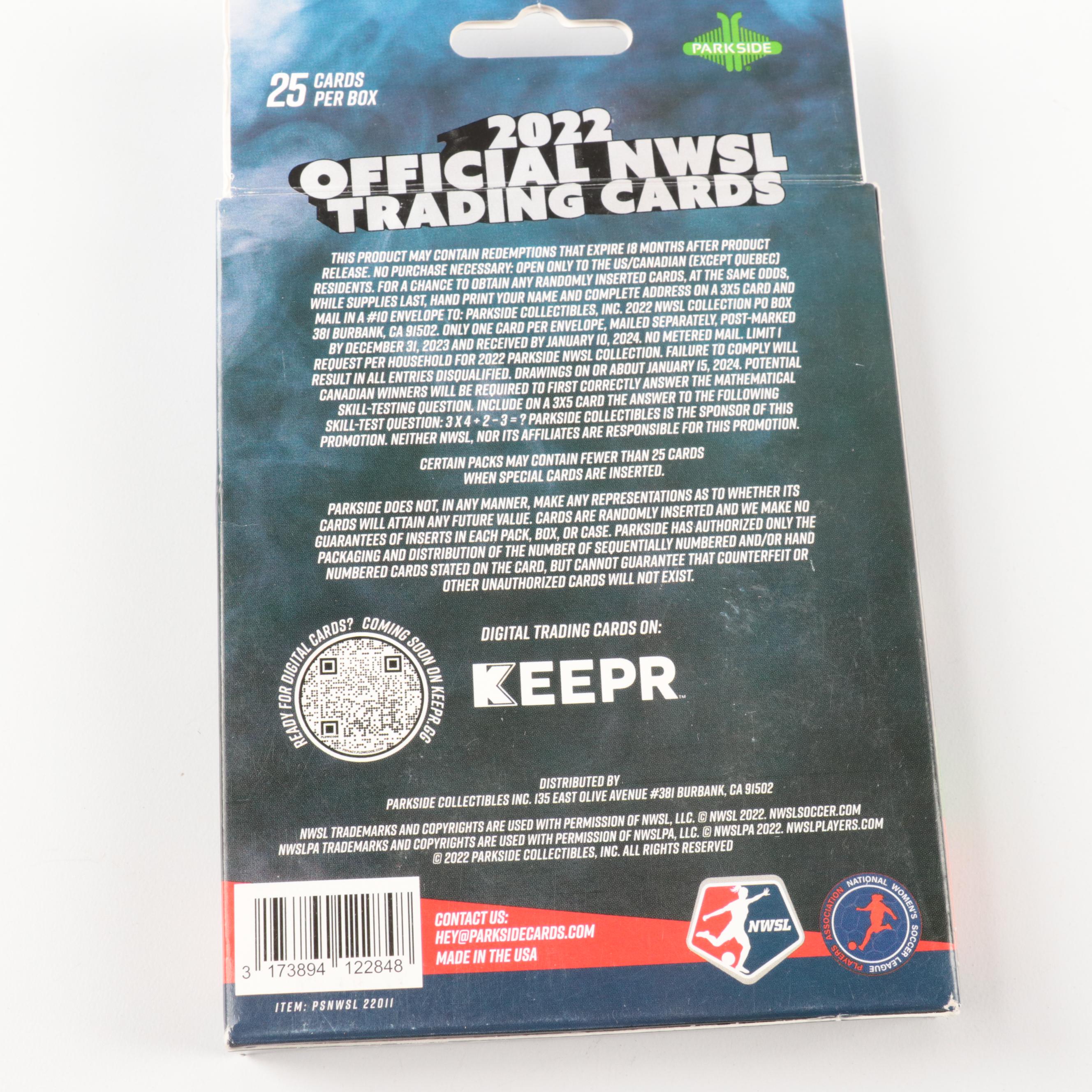 2022 Parkside NWSL Trading Cards Women's Soccer Hanger Box