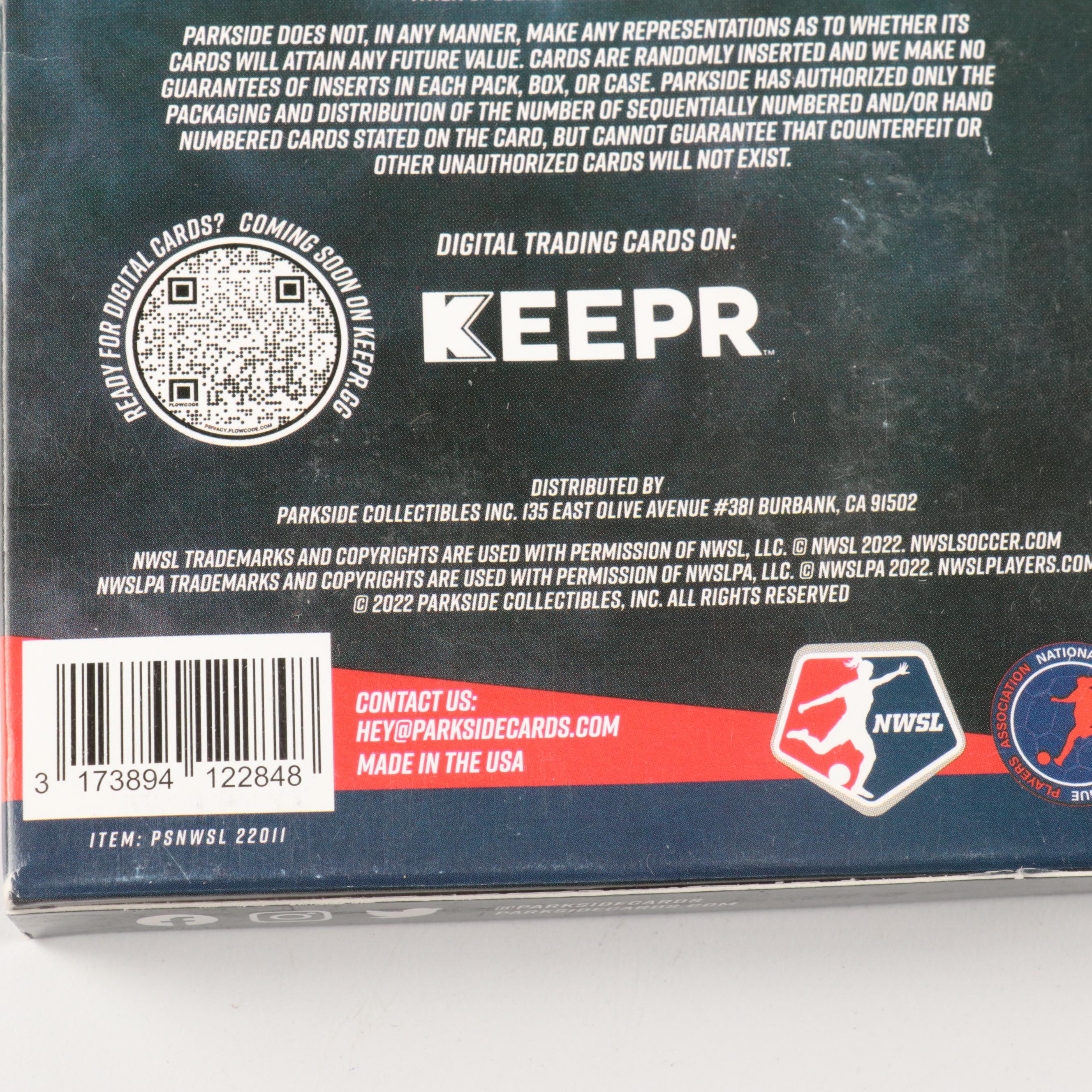 2022 Parkside NWSL Trading Cards Women's Soccer Hanger Box