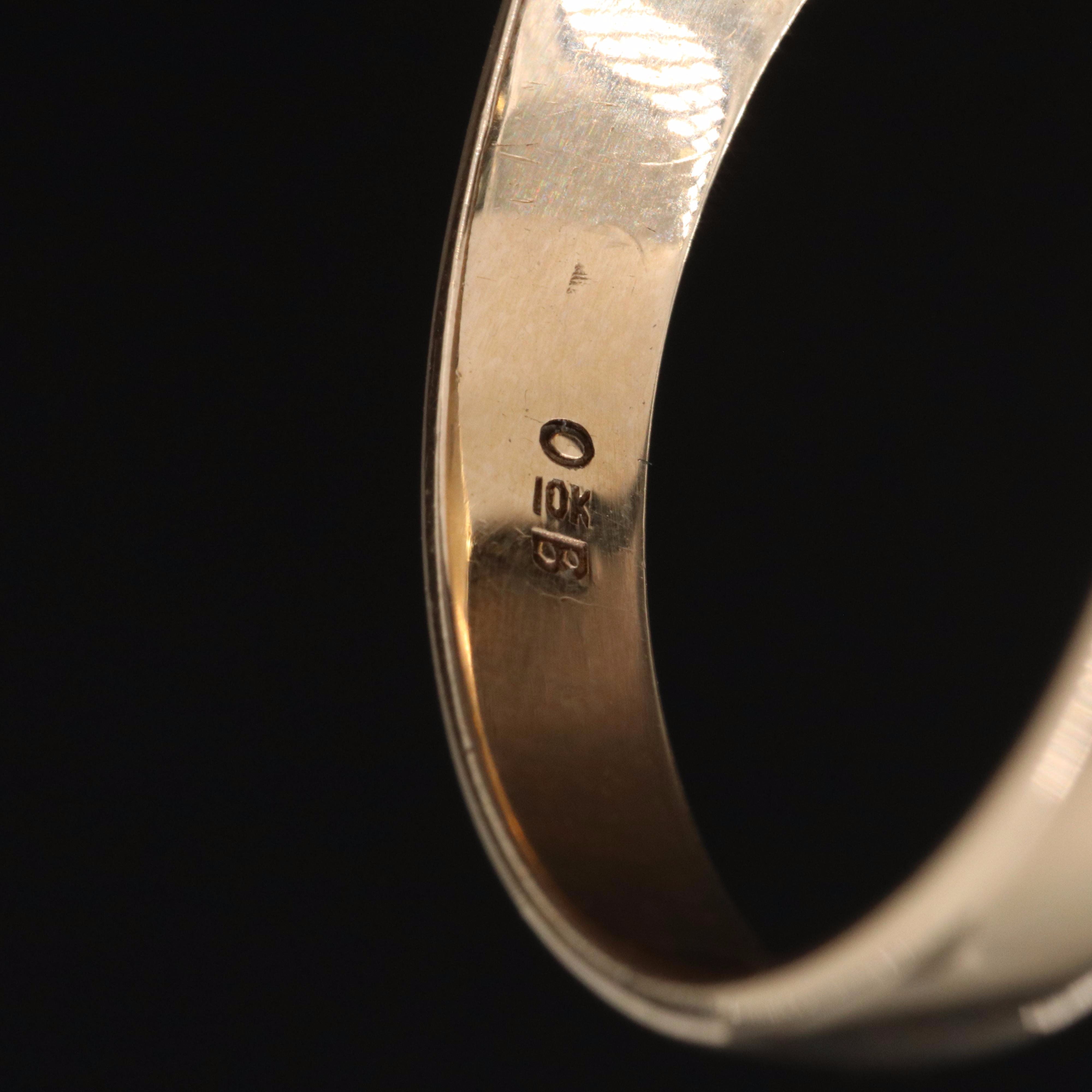 10K Rose Gold Signet Ring with Green Gold Accents