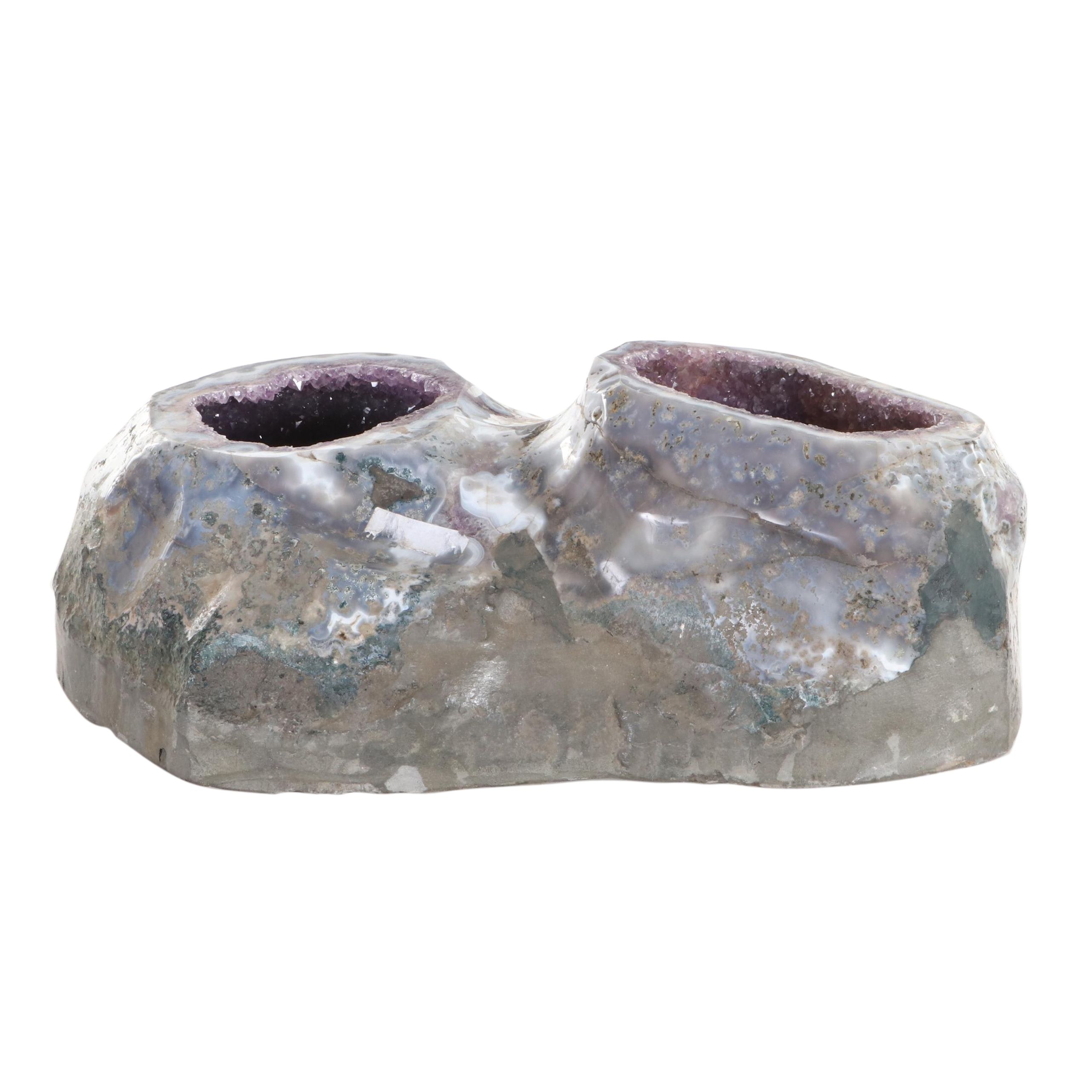 Double Chamber Agatized Amethyst Geode