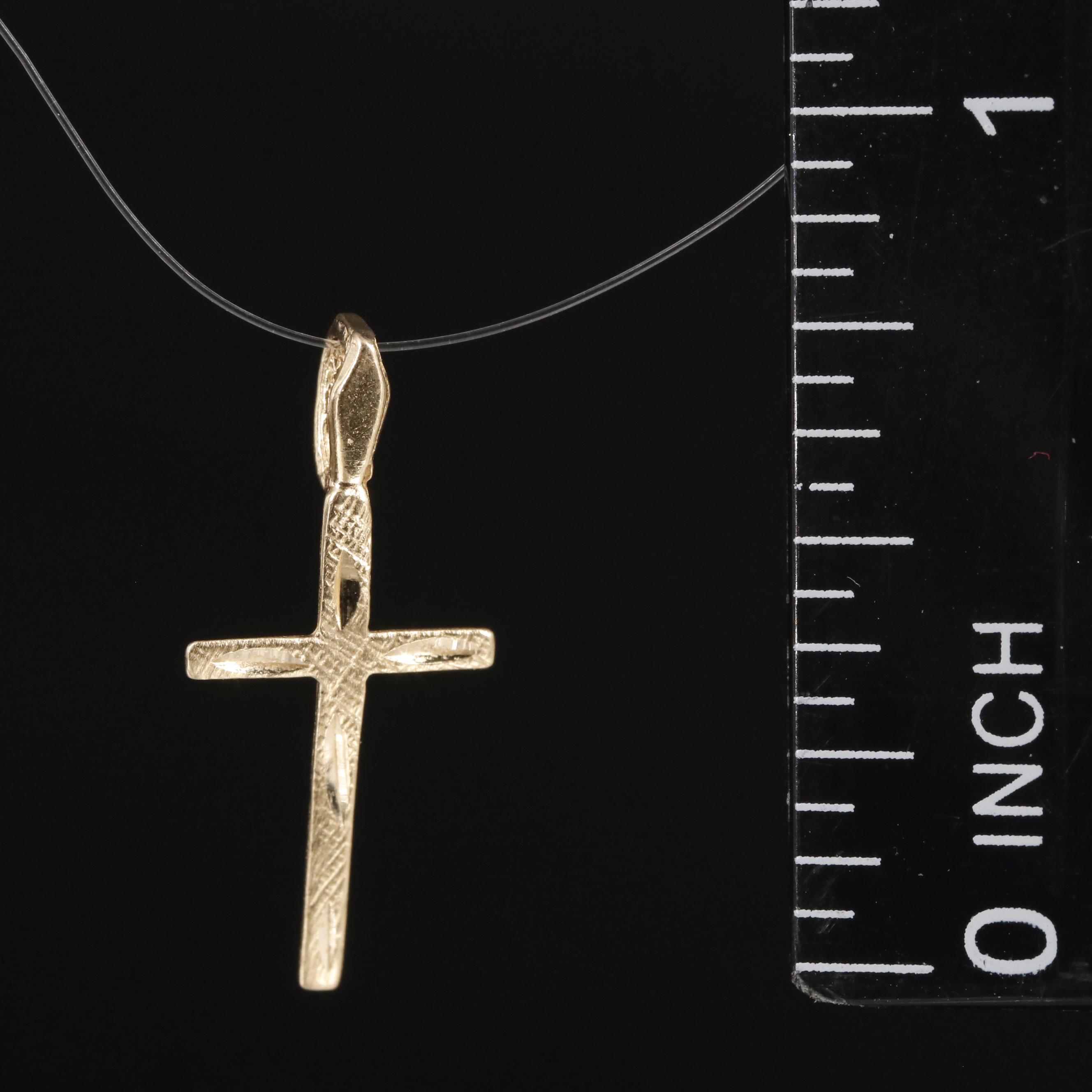 14K Diamond Cut Cross Pendant