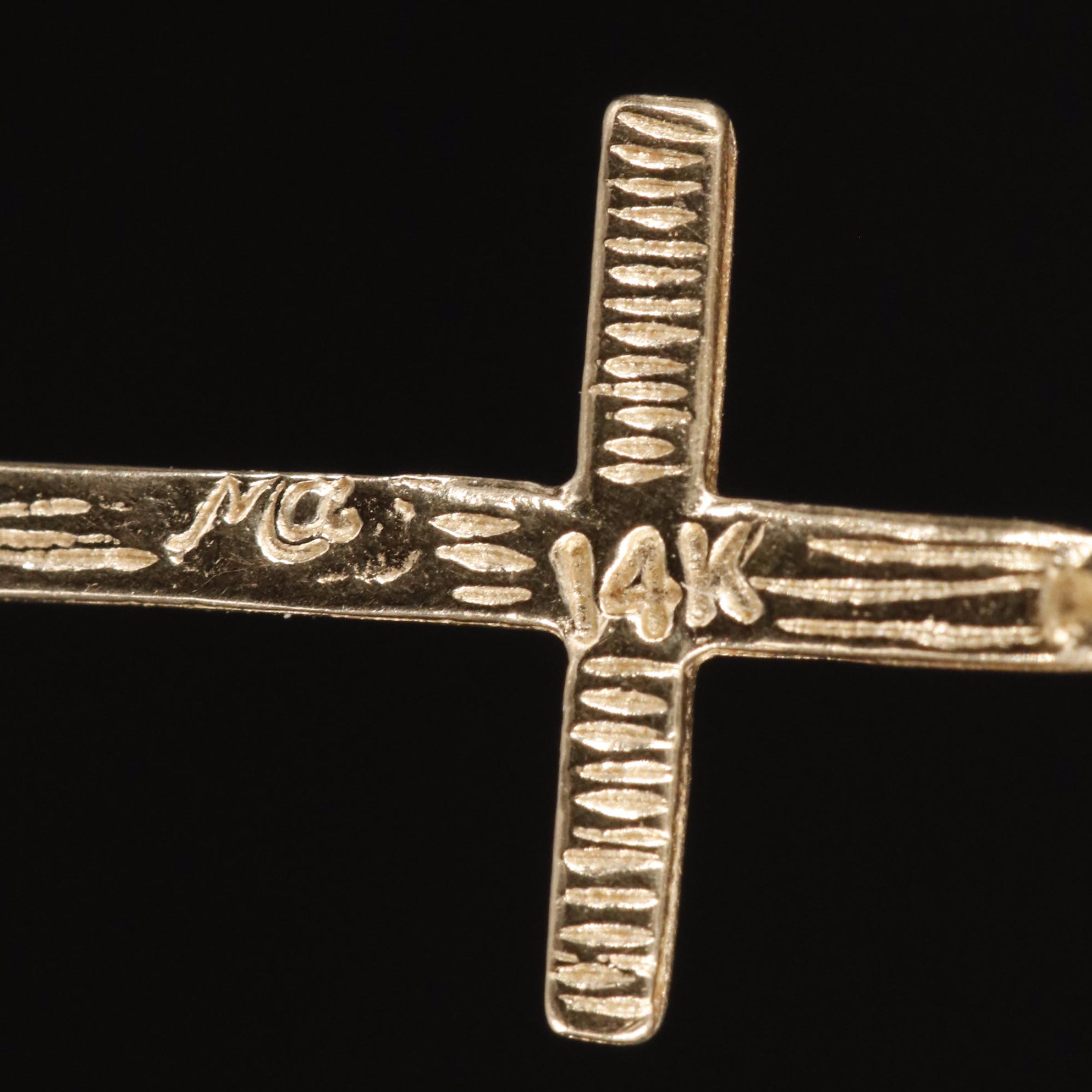 14K Diamond Cut Cross Pendant