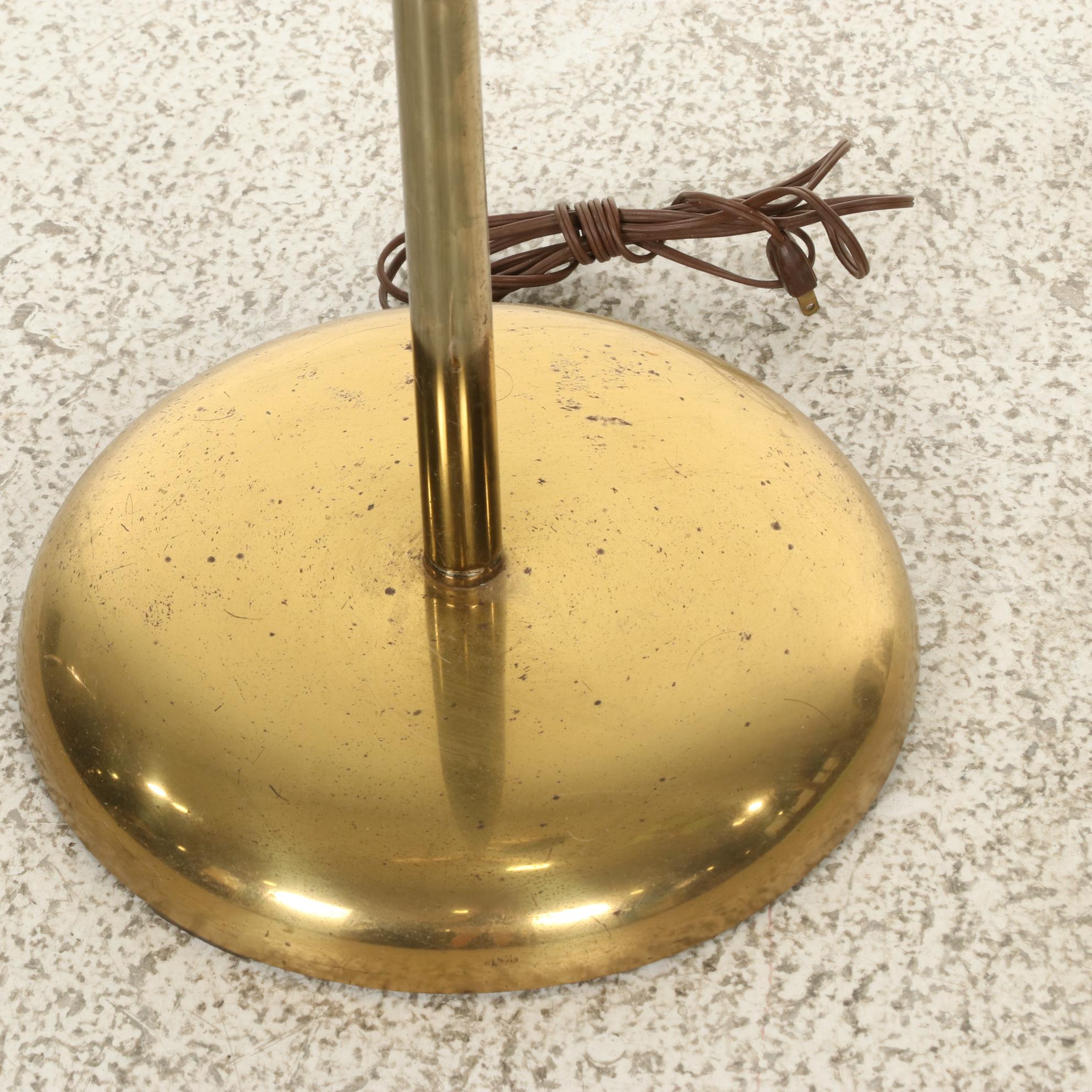 MCM Brass and Mint Green Three-Light Floor Lamps