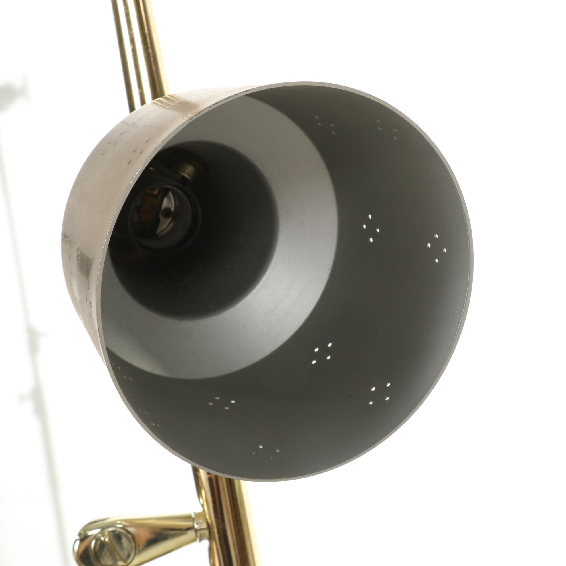 MCM Brass and Mint Green Three-Light Floor Lamps