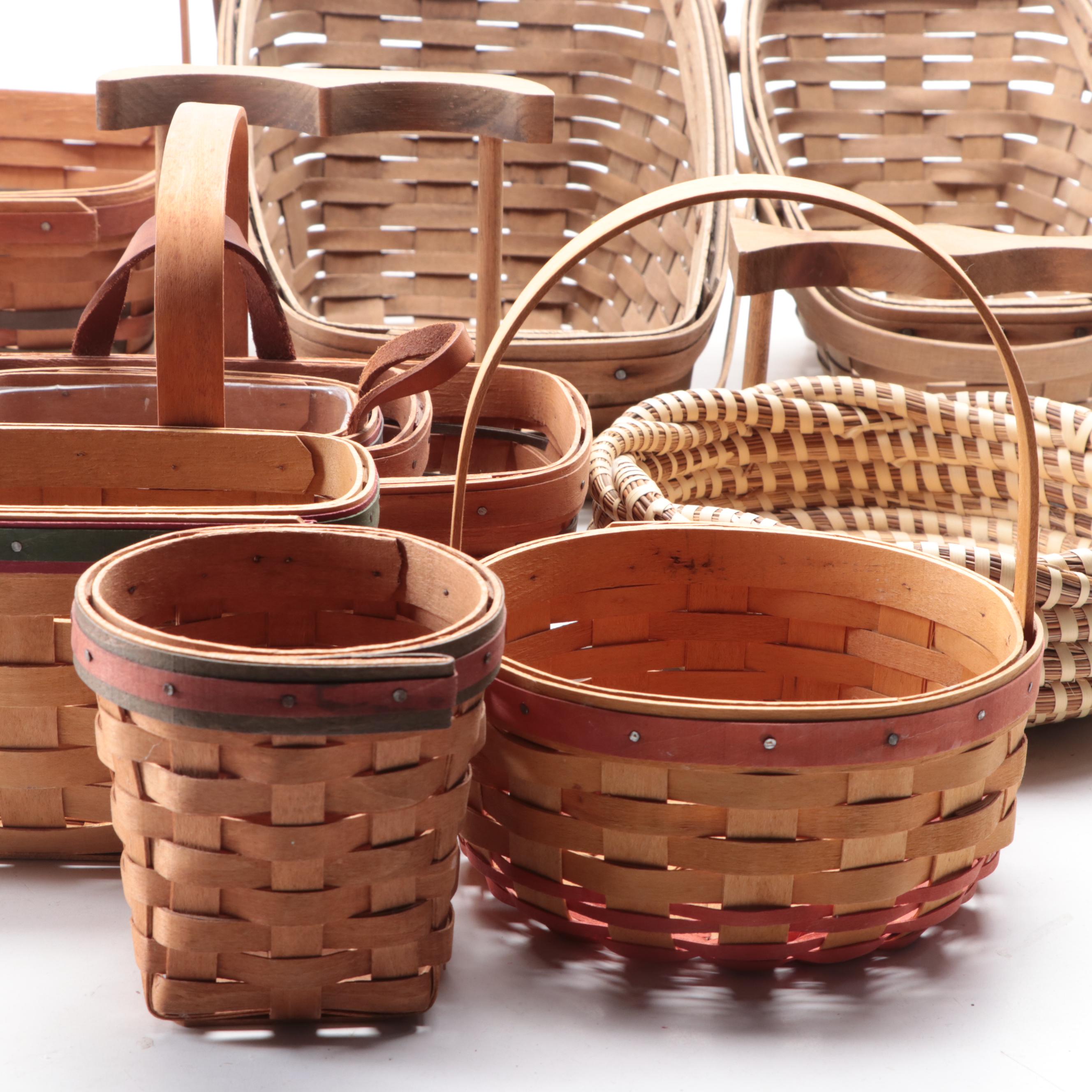 Longaberger Handmade Woven Maple Baskets With Other Baskets