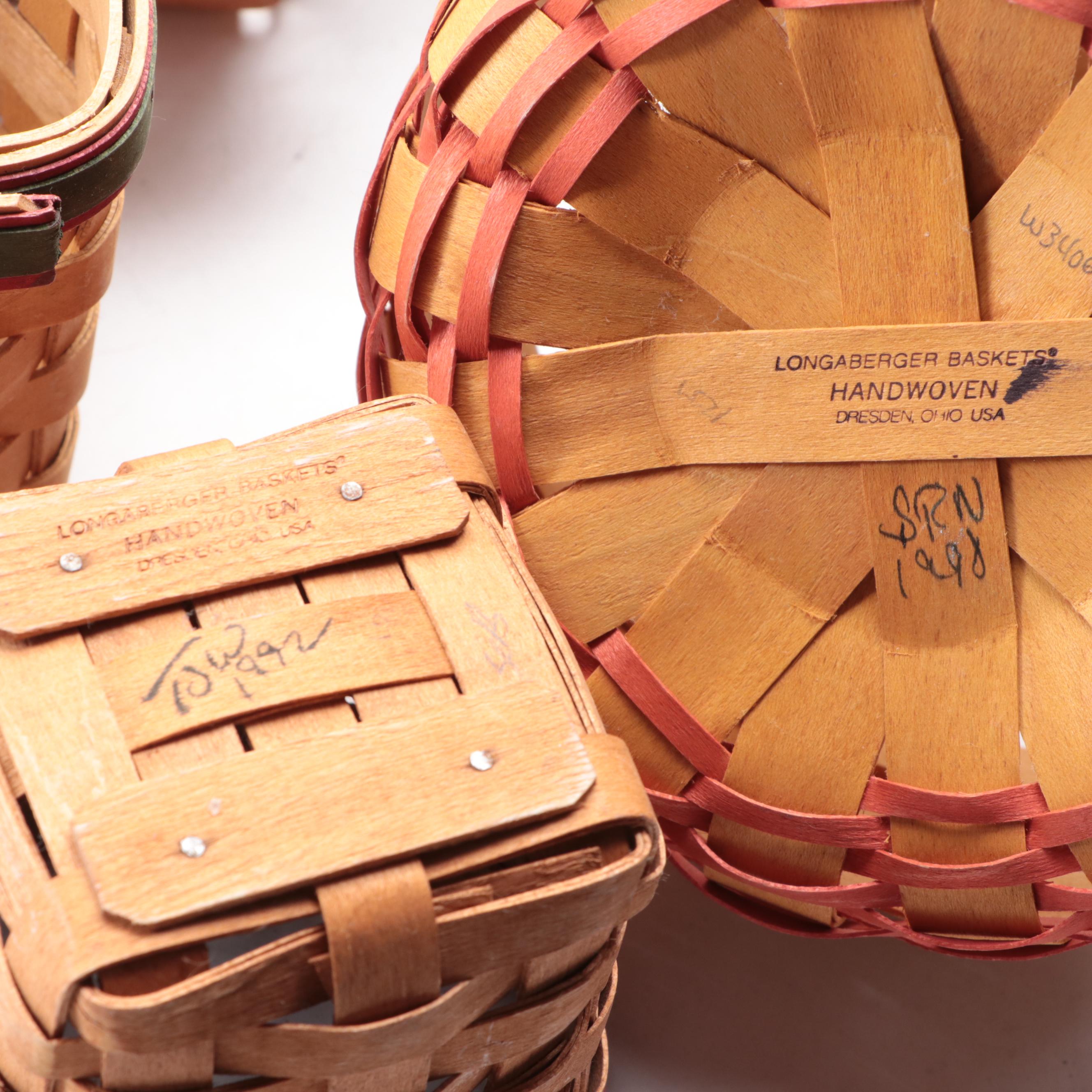 Longaberger Handmade Woven Maple Baskets With Other Baskets