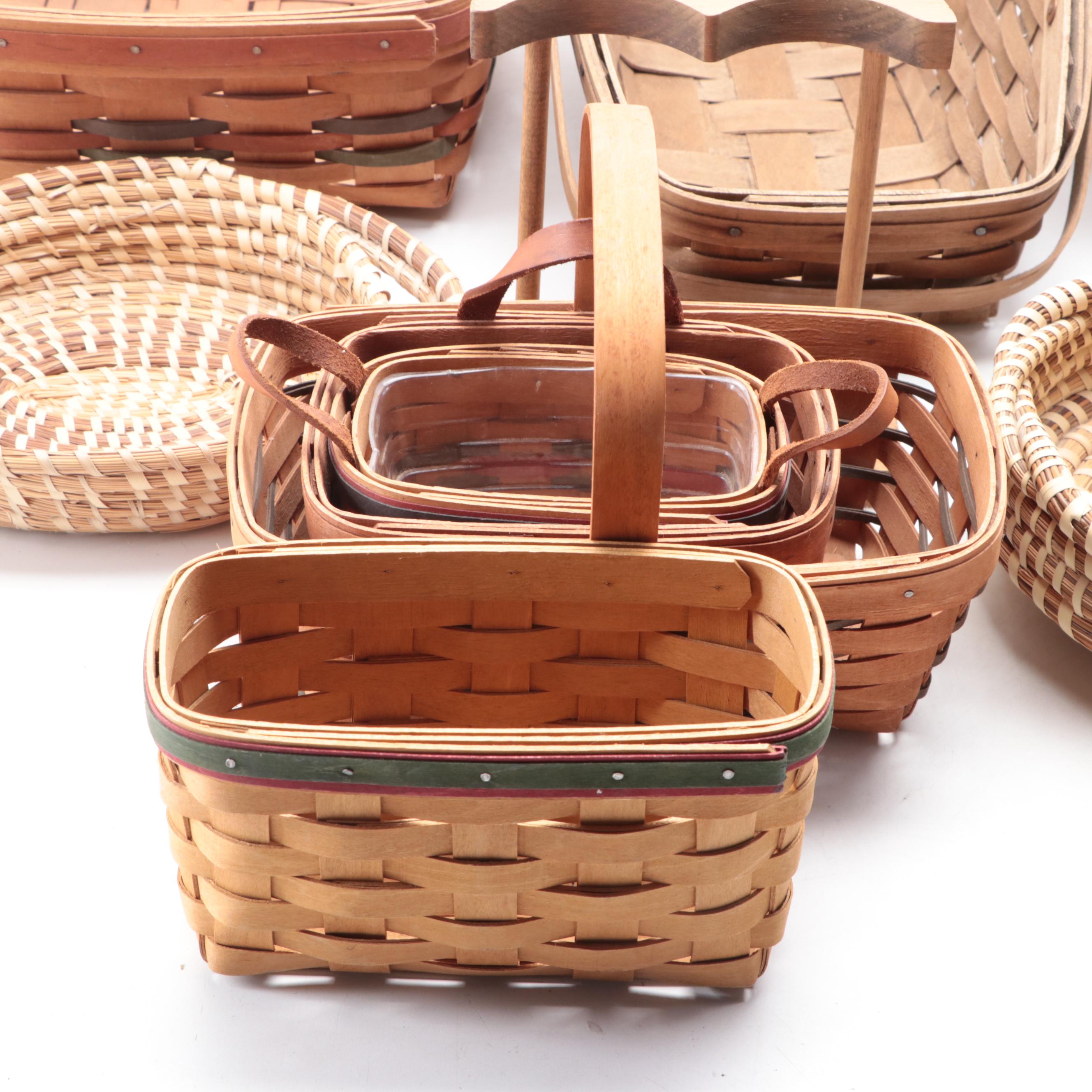 Longaberger Handmade Woven Maple Baskets With Other Baskets