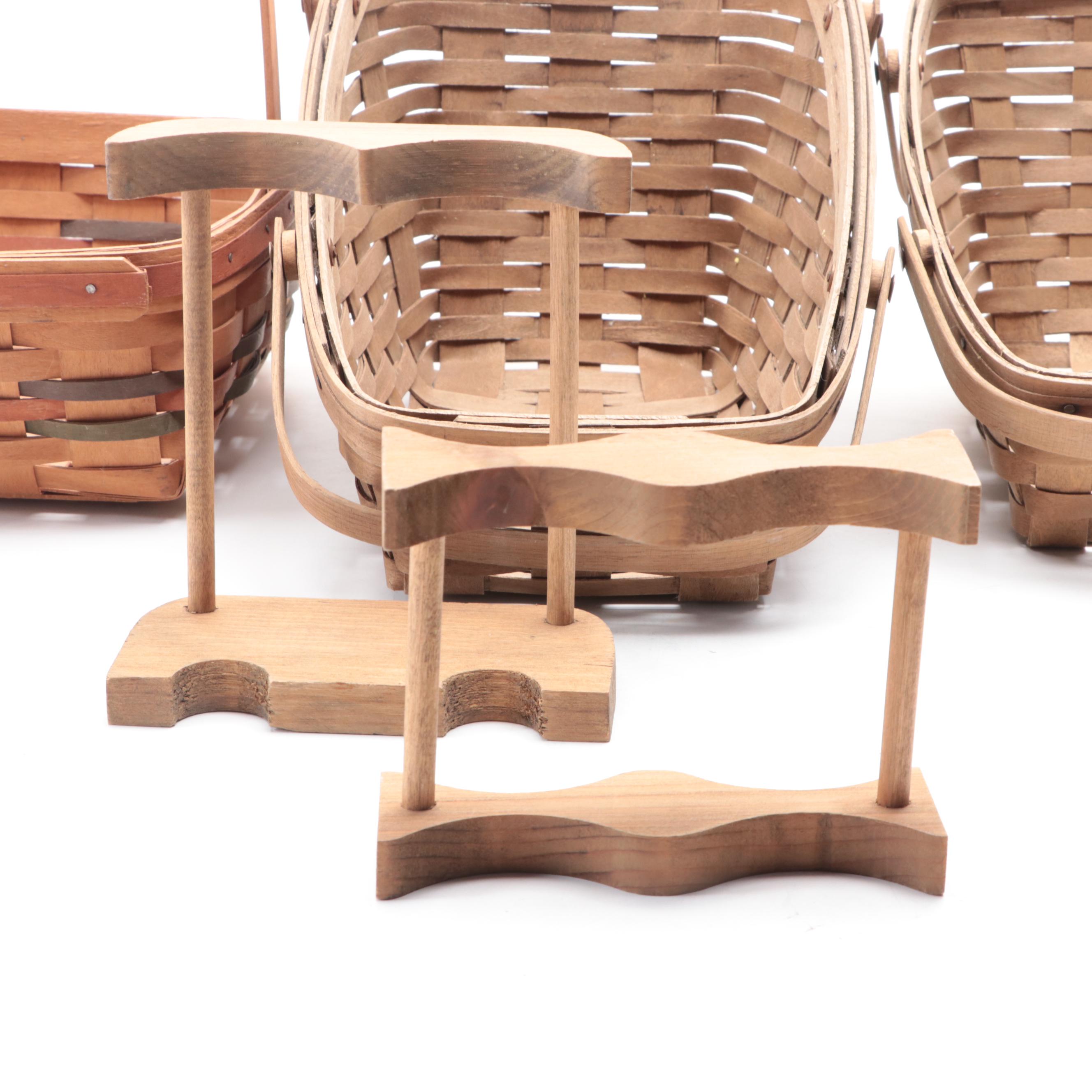 Longaberger Handmade Woven Maple Baskets With Other Baskets