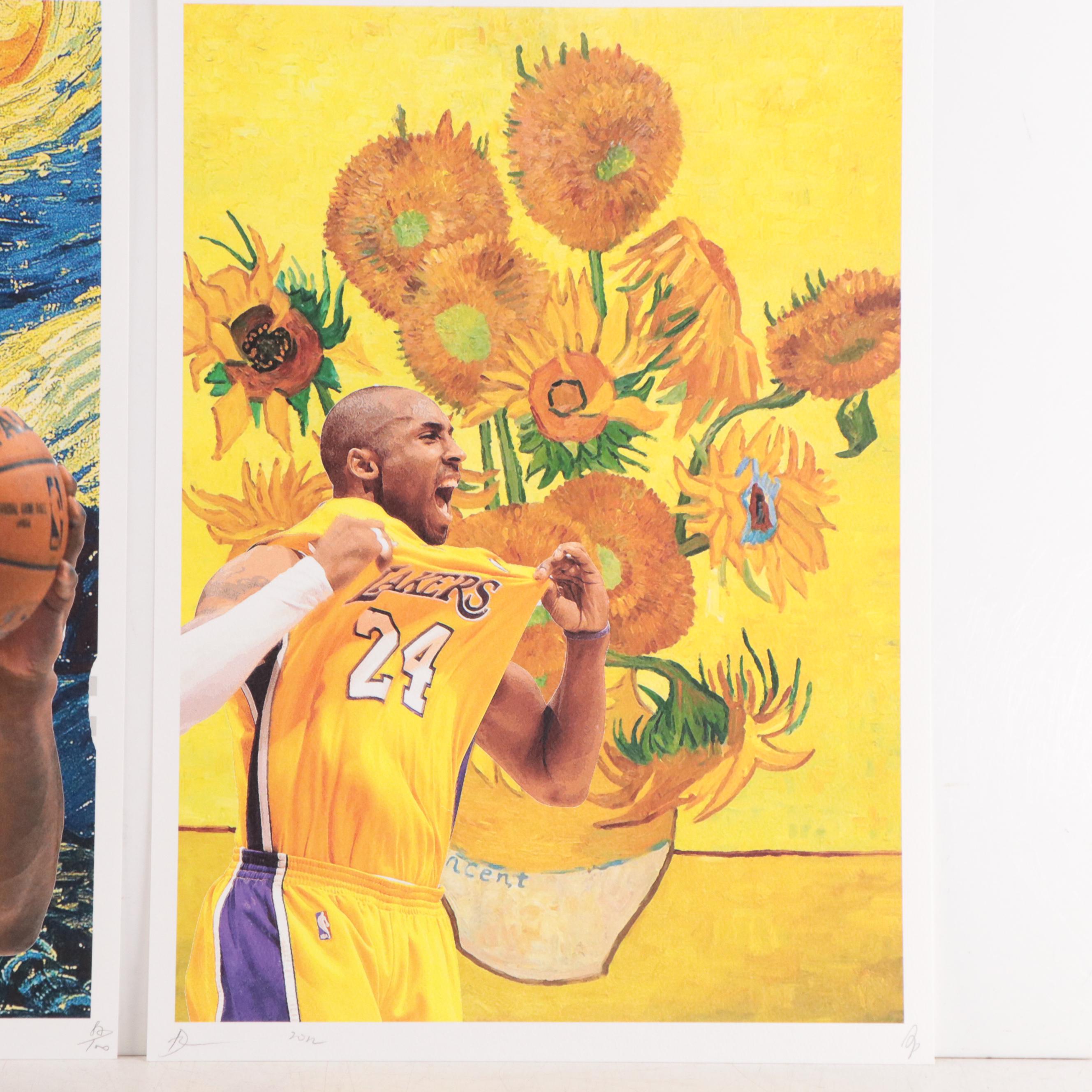 Death NYC Pop Art Graphic Print of Van Gogh and Kobe Bryant