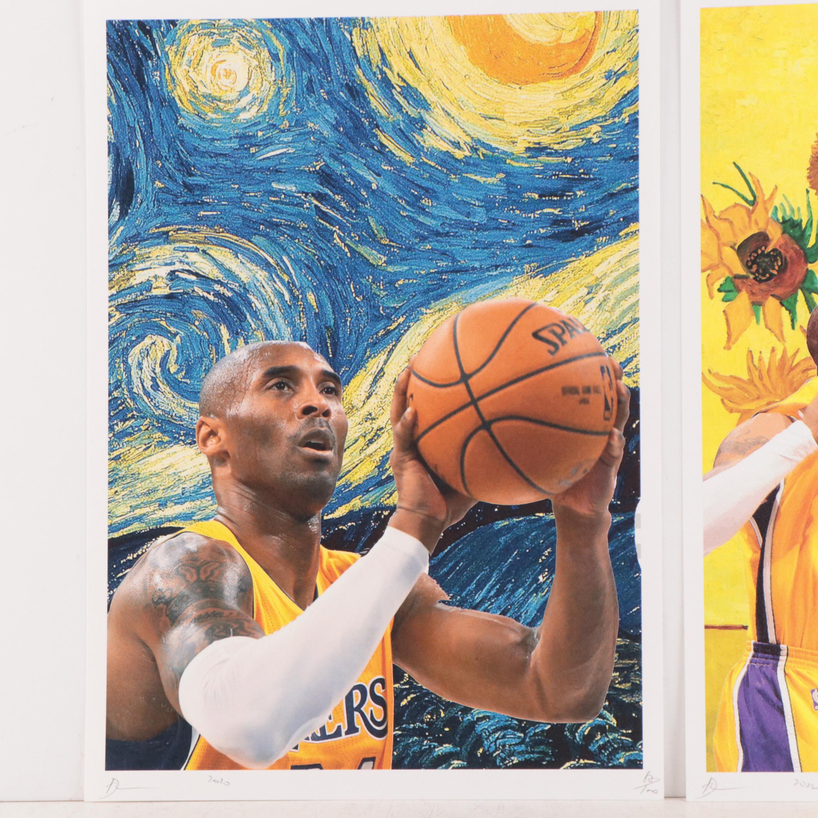 Death NYC Pop Art Graphic Print of Van Gogh and Kobe Bryant