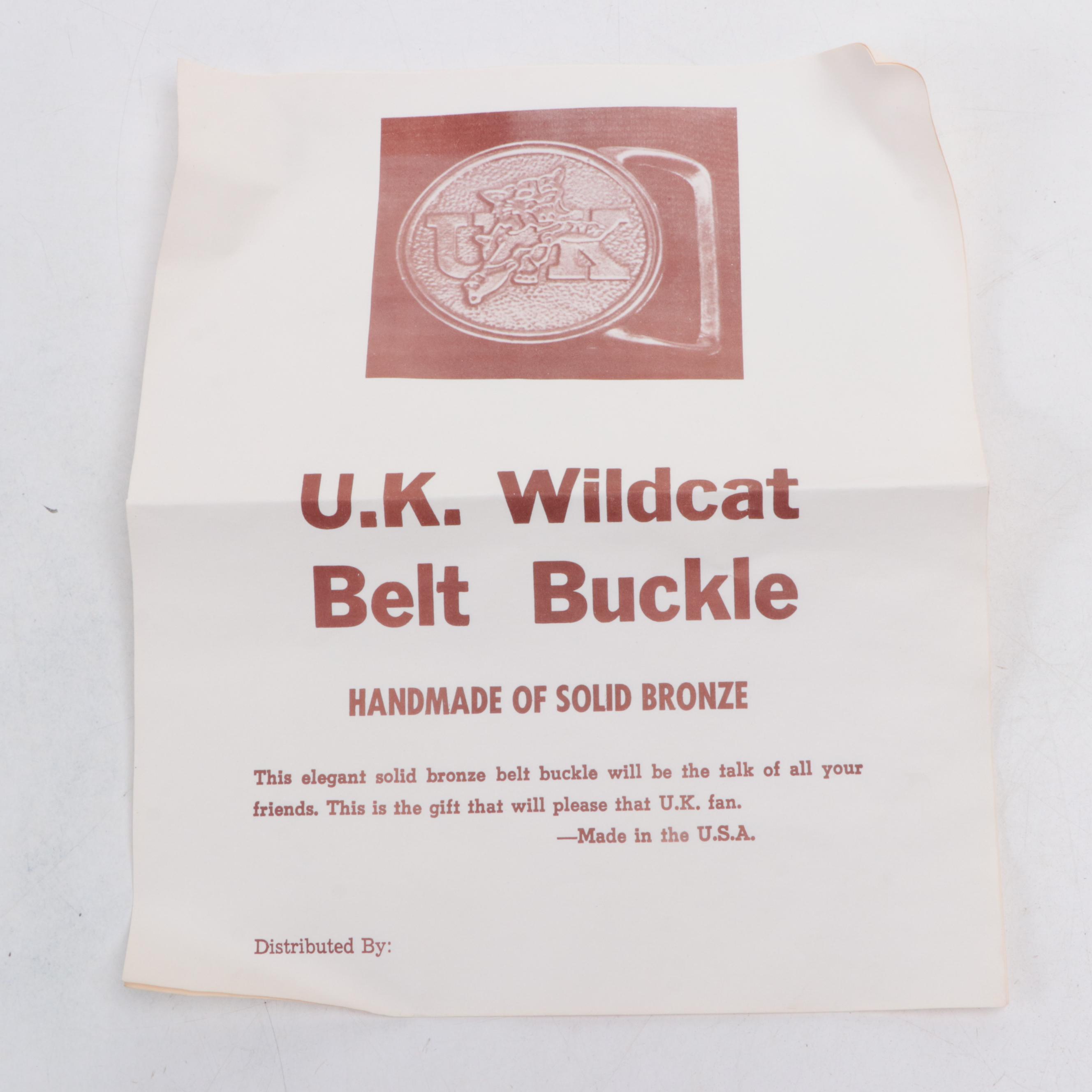 Back Woods Buckle Co. Bronze U. K. Wildcats Belt Buckles