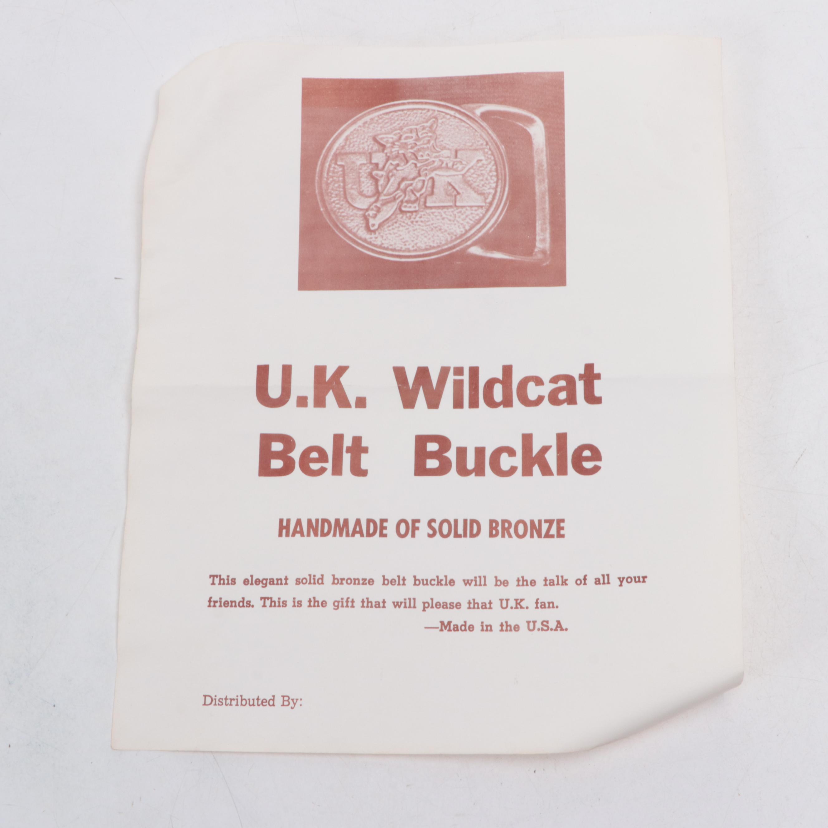 Back Woods Buckle Co. Bronze U. K. Wildcats Belt Buckles