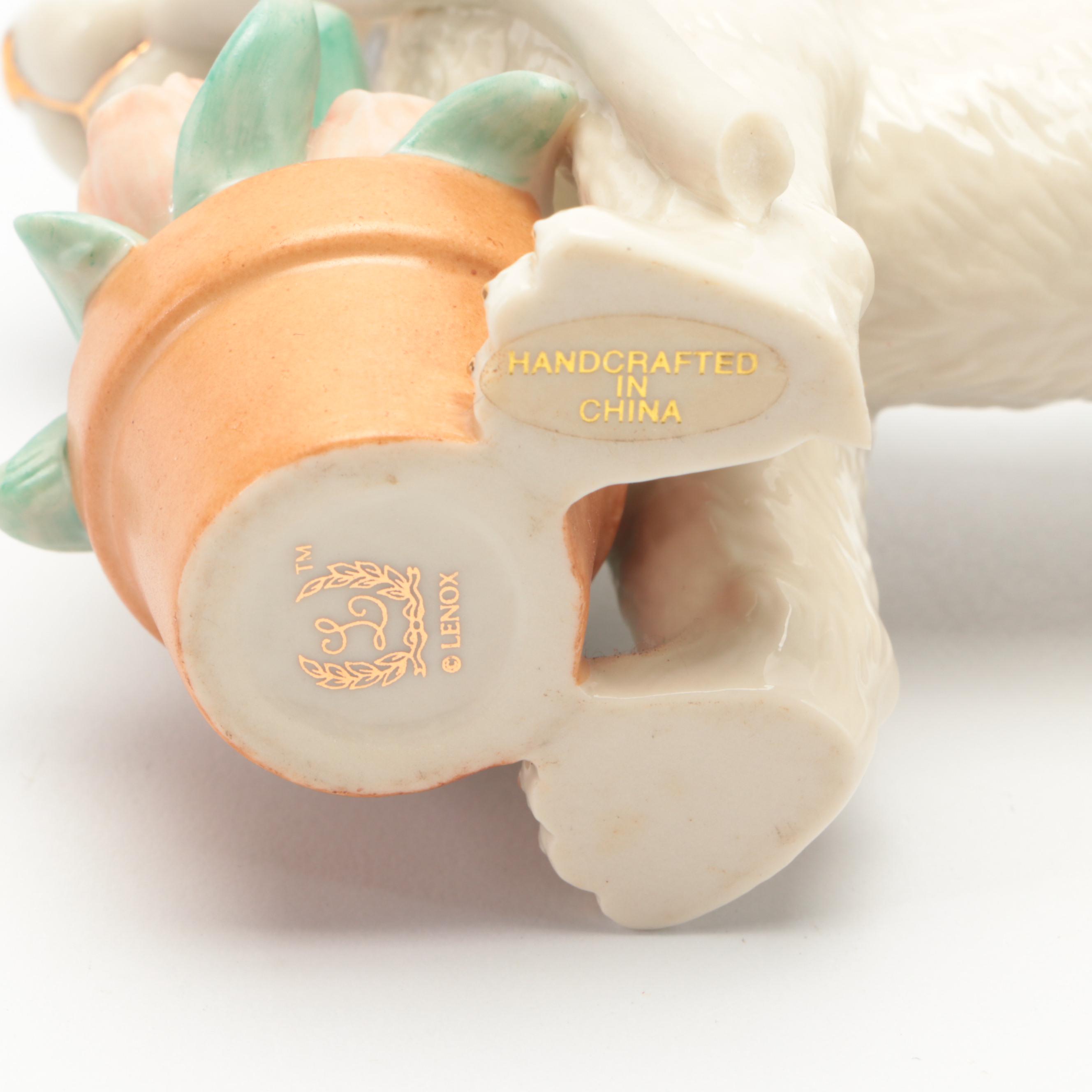 Lenox A Golden Year of Puppies "Spring Flowers" and "Golden Retriever" Figurines